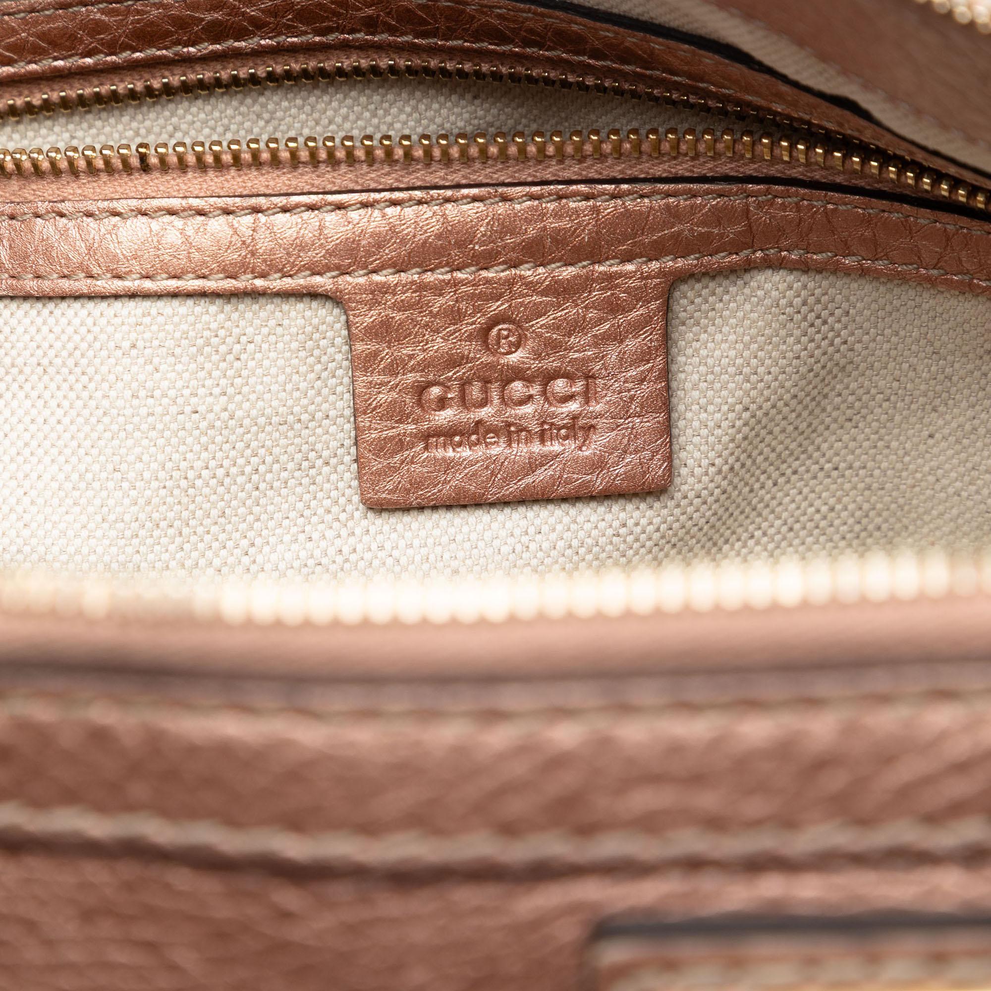 Gucci Metallic Pebbled Calfskin Bella Satchel