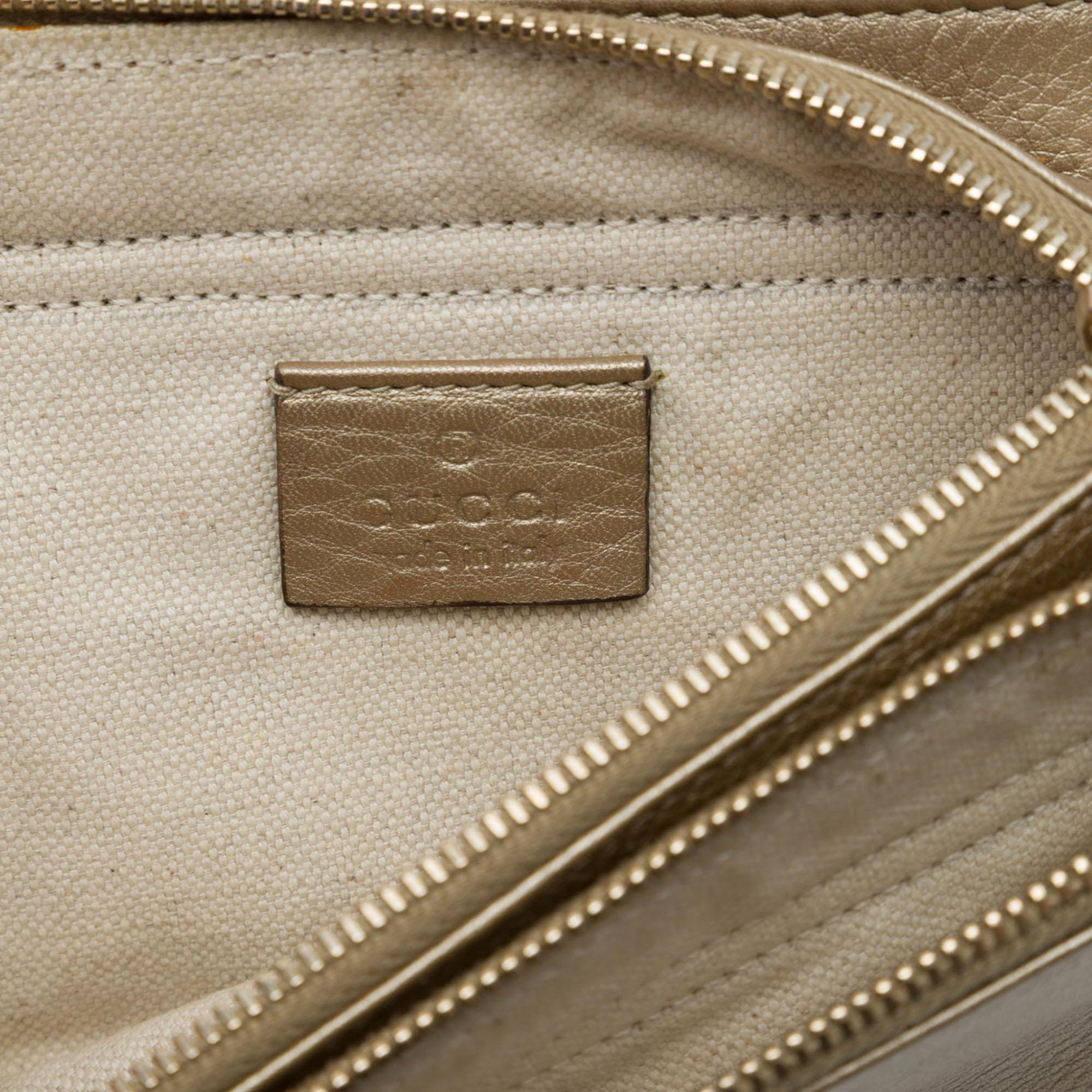 Gucci Metallic Pebbled Calfskin Piston Broadway Evening Bag