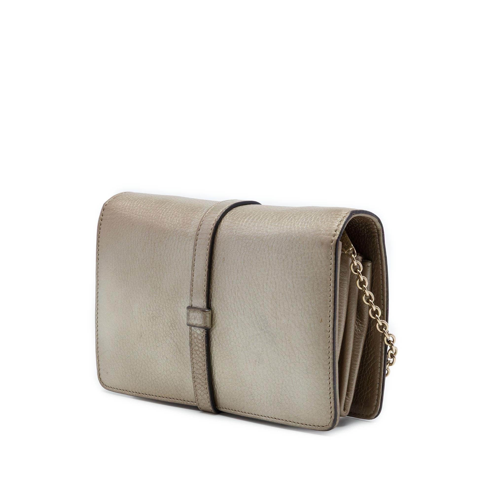 Gucci Metallic Pebbled Calfskin Piston Broadway Evening Bag