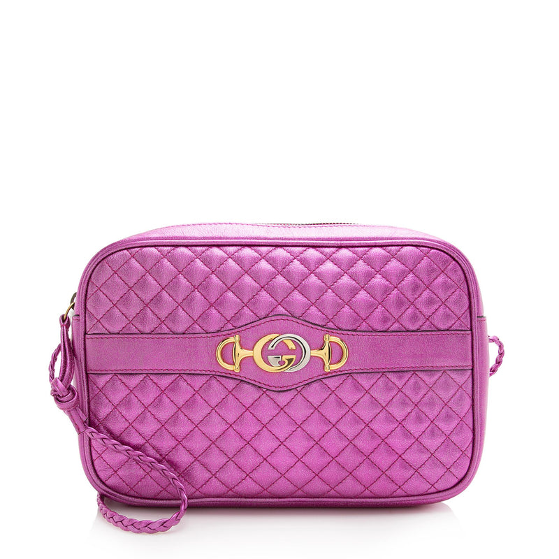 Gucci Metallic Quilted Leather Trapuntata Small Shoulder Bag (SHF-22819)