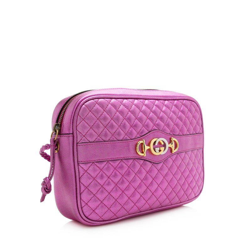 Gucci Metallic Quilted Leather Trapuntata Small Shoulder Bag (SHF-22819)