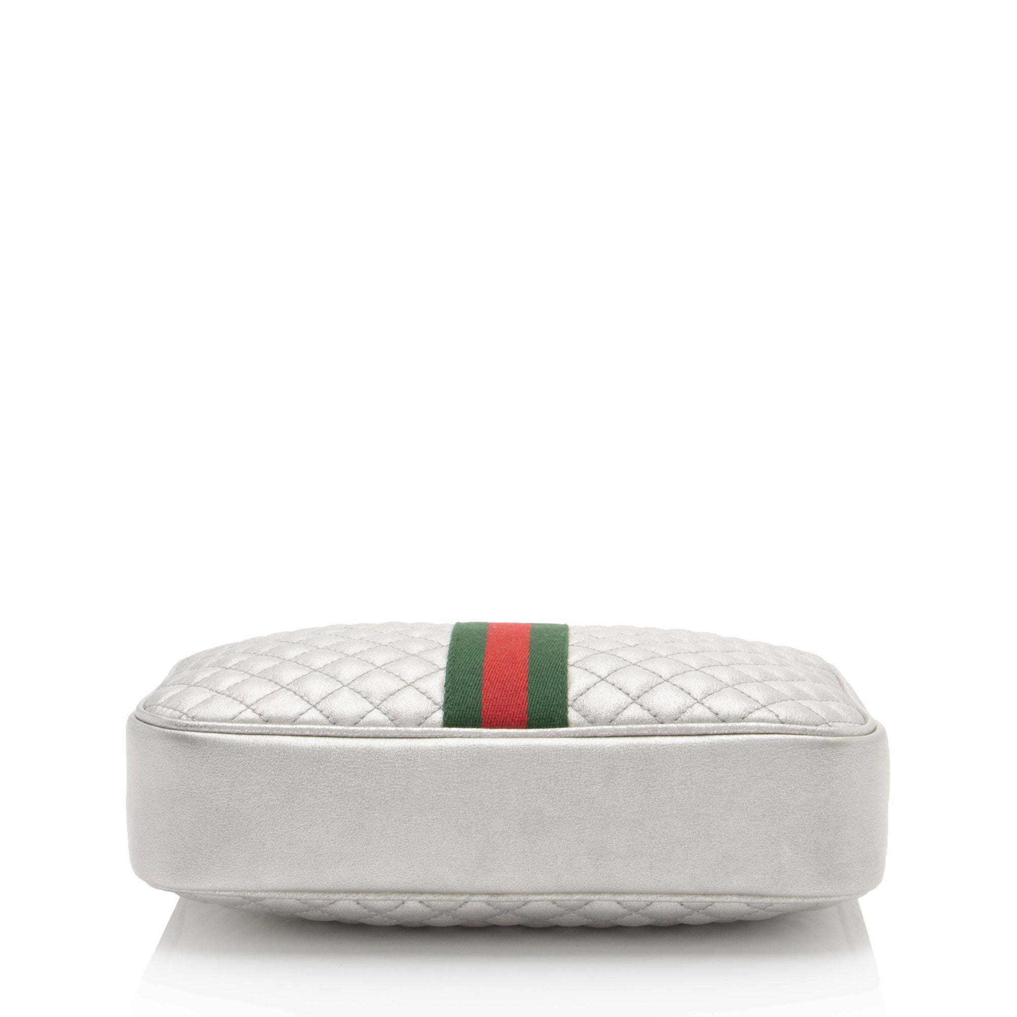 Gucci Metallic Quilted Leather Web Trapuntata Small Shoulder Bag