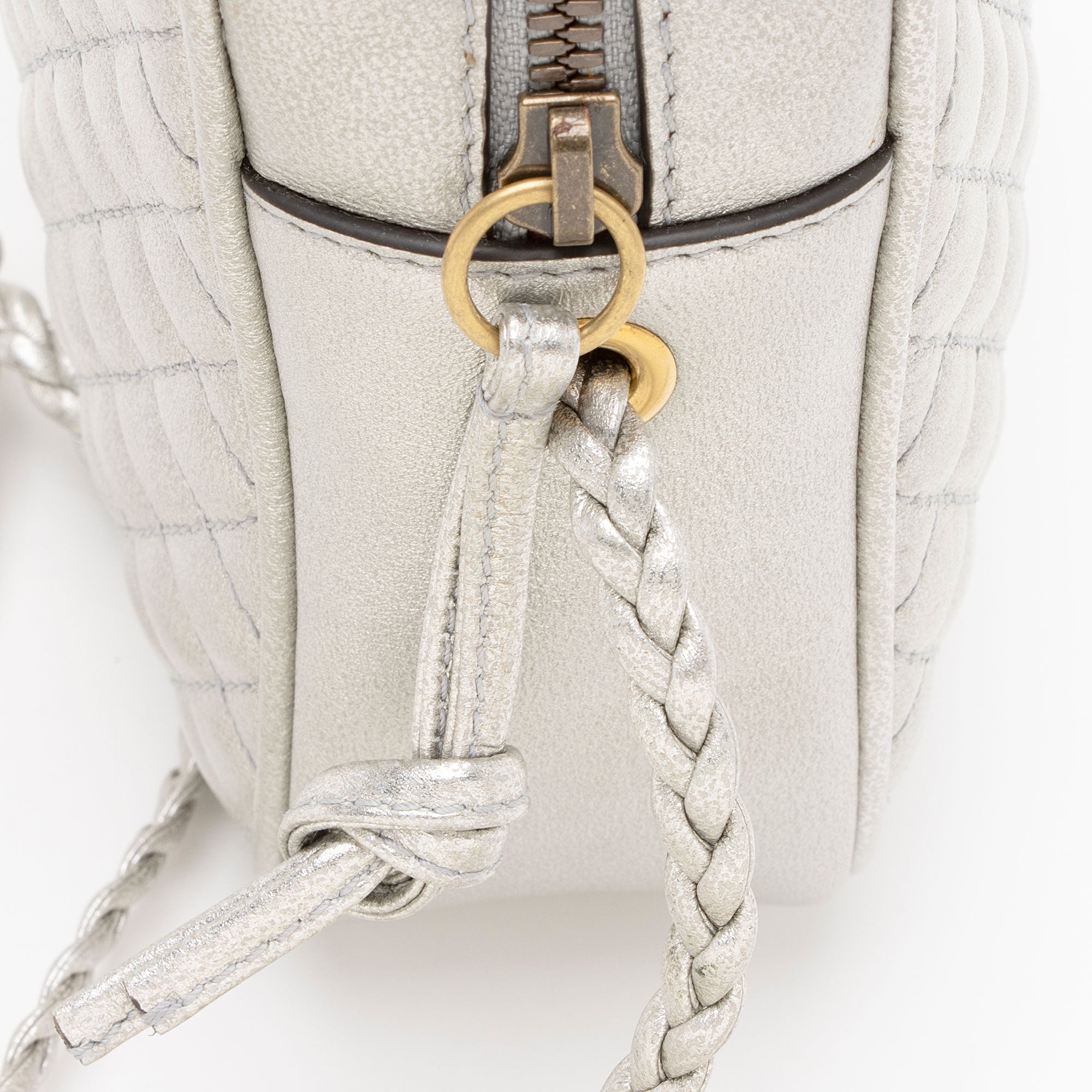 Gucci Metallic Quilted Leather Web Trapuntata Small Shoulder Bag