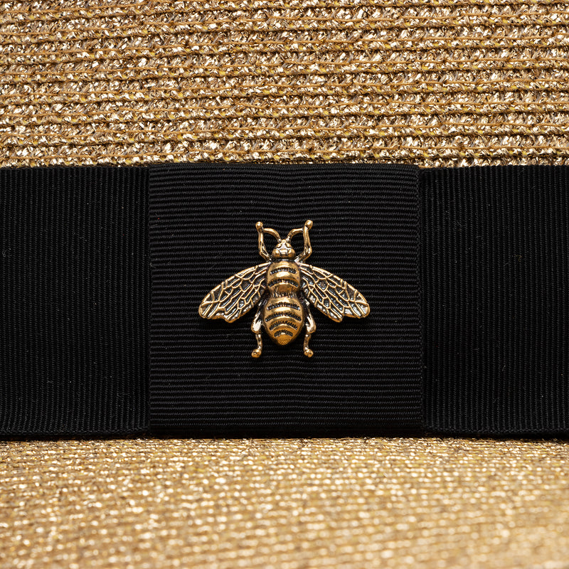Gucci Metallic Woven Lame Bee Papier Hat - Size S (SHF-r9ceUx)