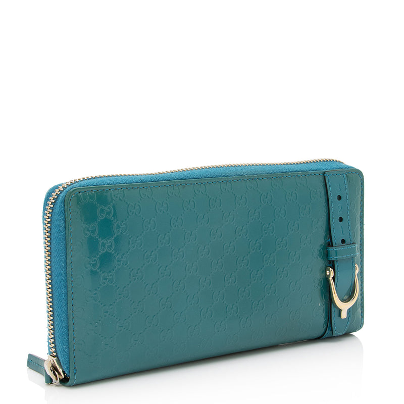 Gucci Patent Microguccissima Leather Nice Zip Around Wallet SHF