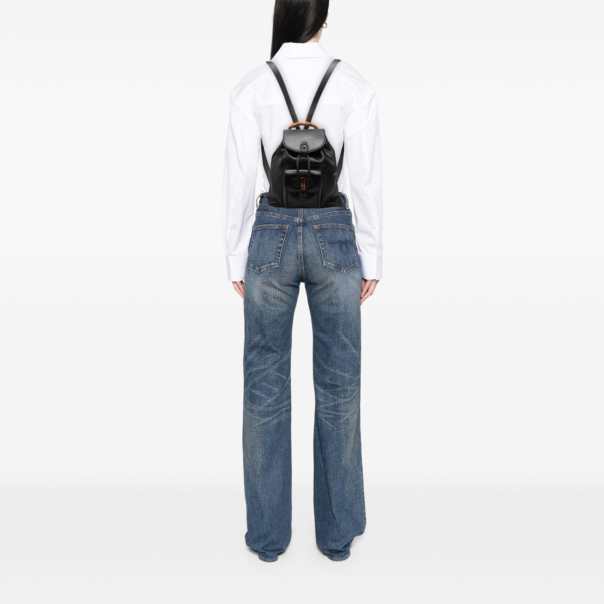 Gucci Mini Calfskin Bamboo Drawstring Backpack
