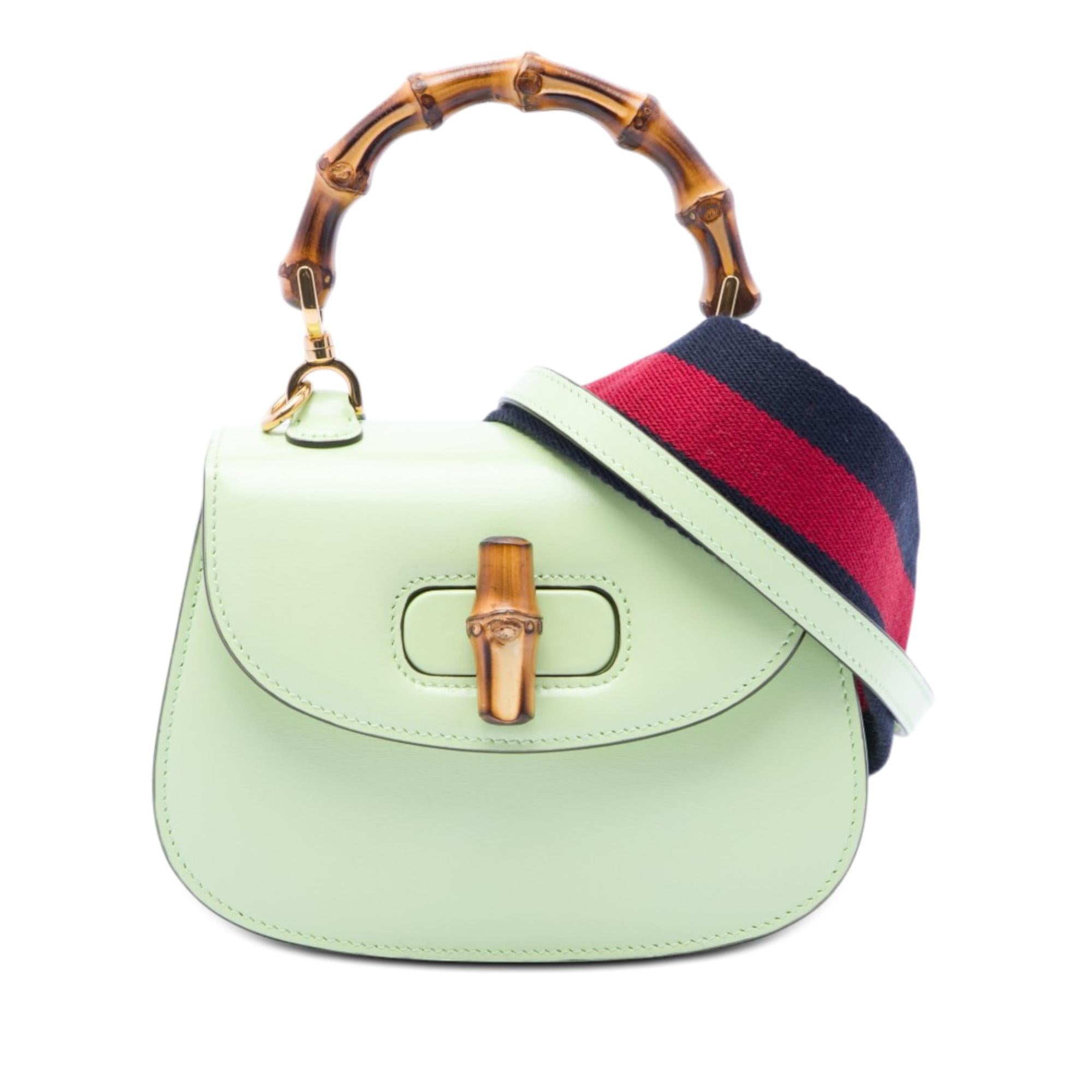 Gucci Mini Calfskin Web 1947 Bamboo Top Handle Bag