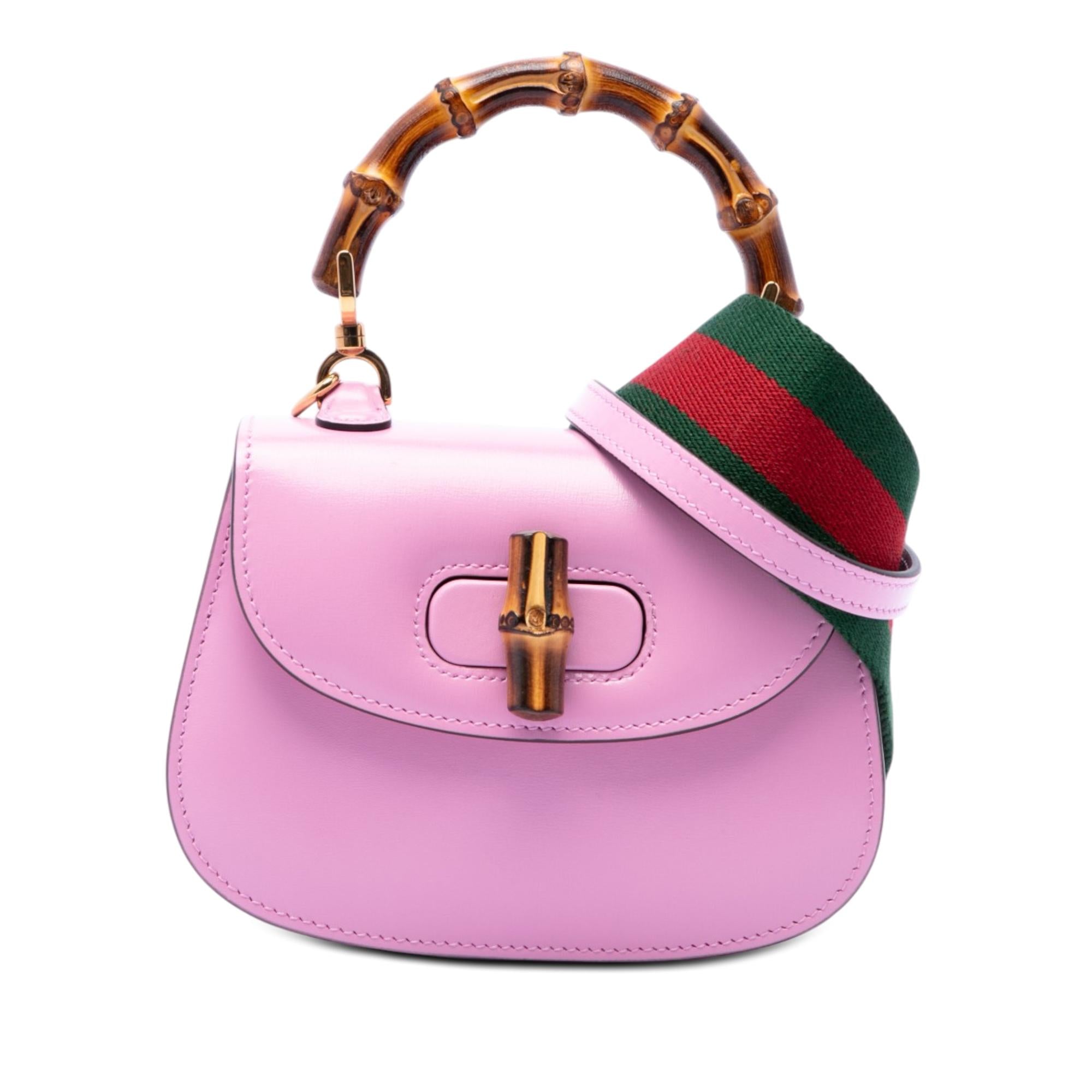 Gucci Mini Calfskin Web 1947 Bamboo Top Handle Bag
