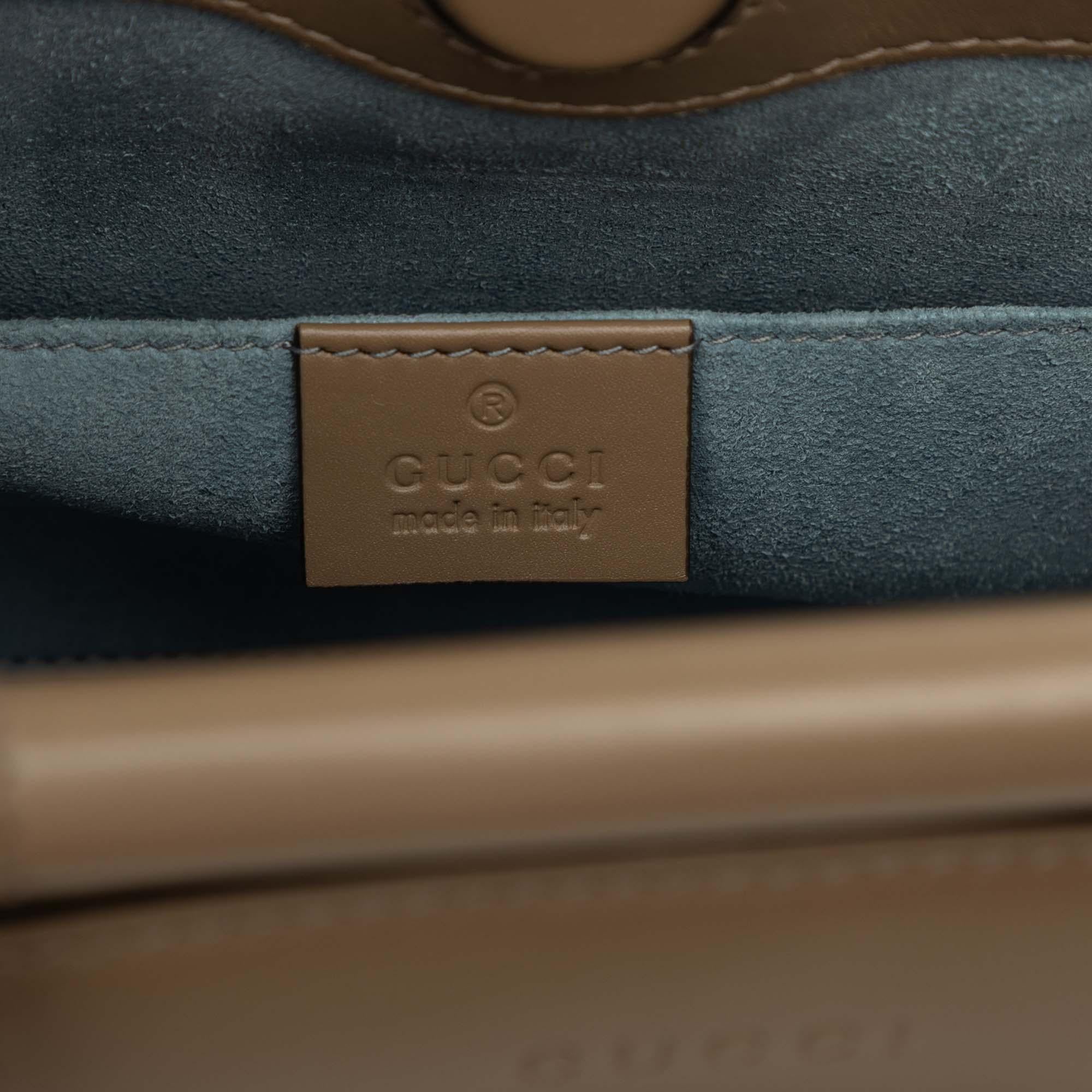 Gucci Mini Calfskin Web Bamboo Nymphaea Satchel