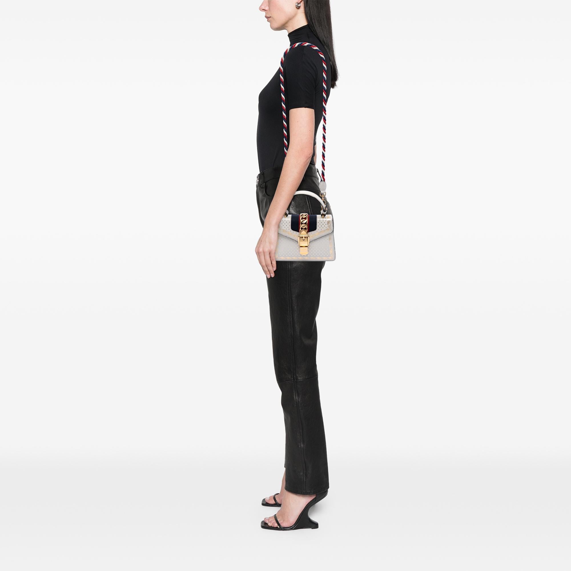 Gucci Mini Calfskin Web Star Print Sylvie Satchel