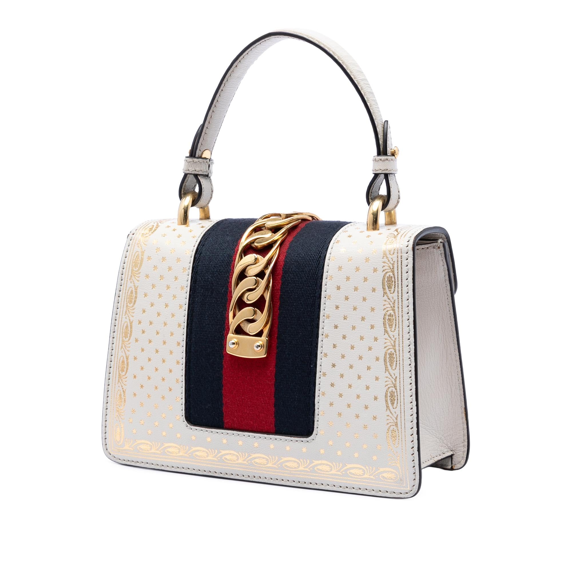 Gucci Mini Calfskin Web Star Print Sylvie Satchel