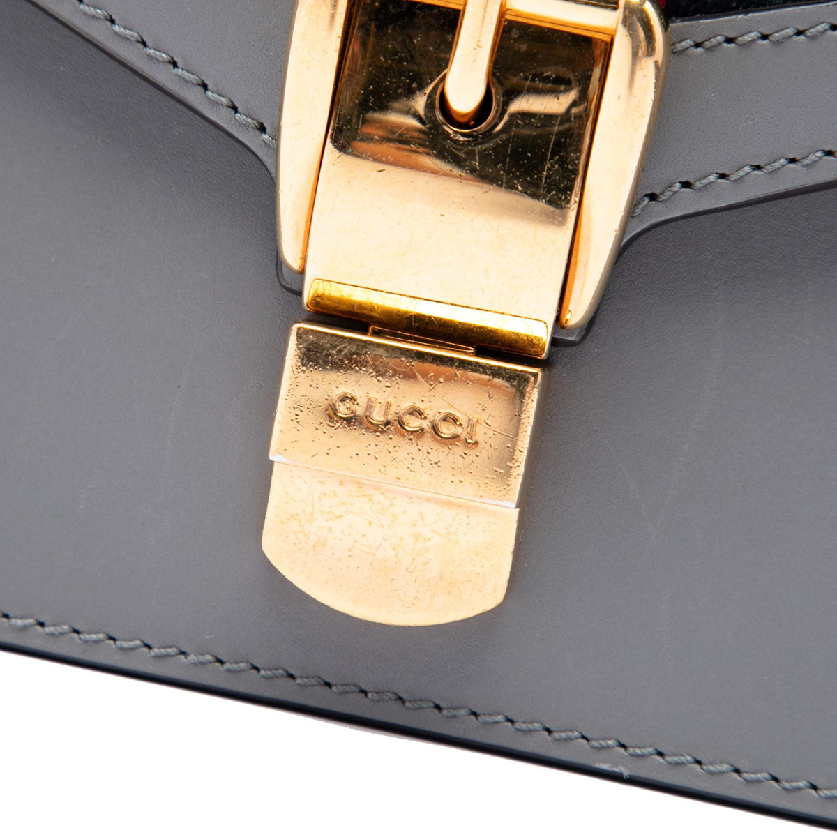 Gucci Mini Calfskin Web Sylvie Chain Satchel