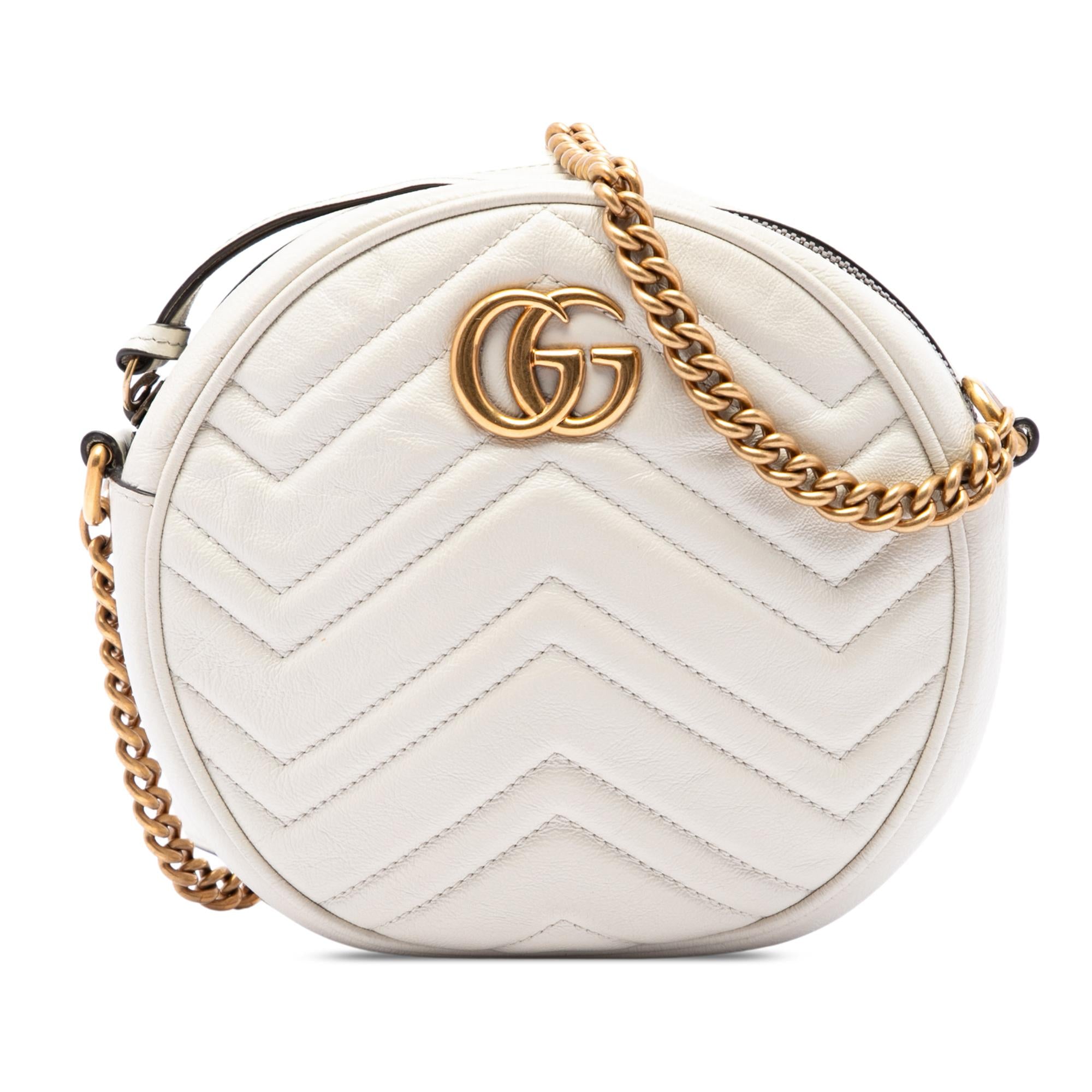 Gucci Mini GG Marmont Matelasse Calfskin Round Crossbody