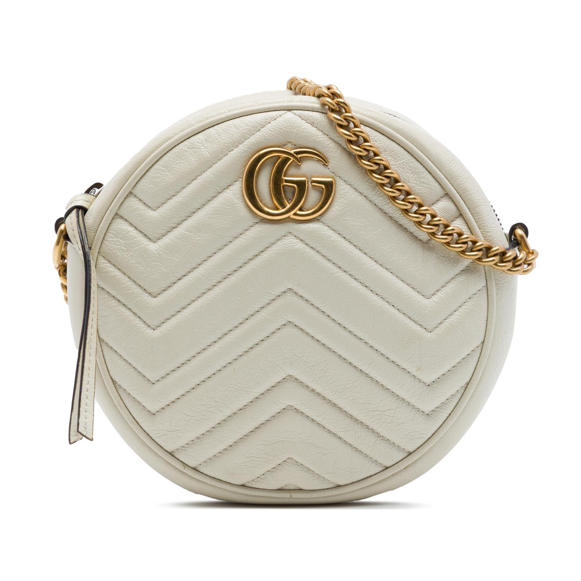 Gucci Mini GG Marmont Matelasse Calfskin Round Crossbody