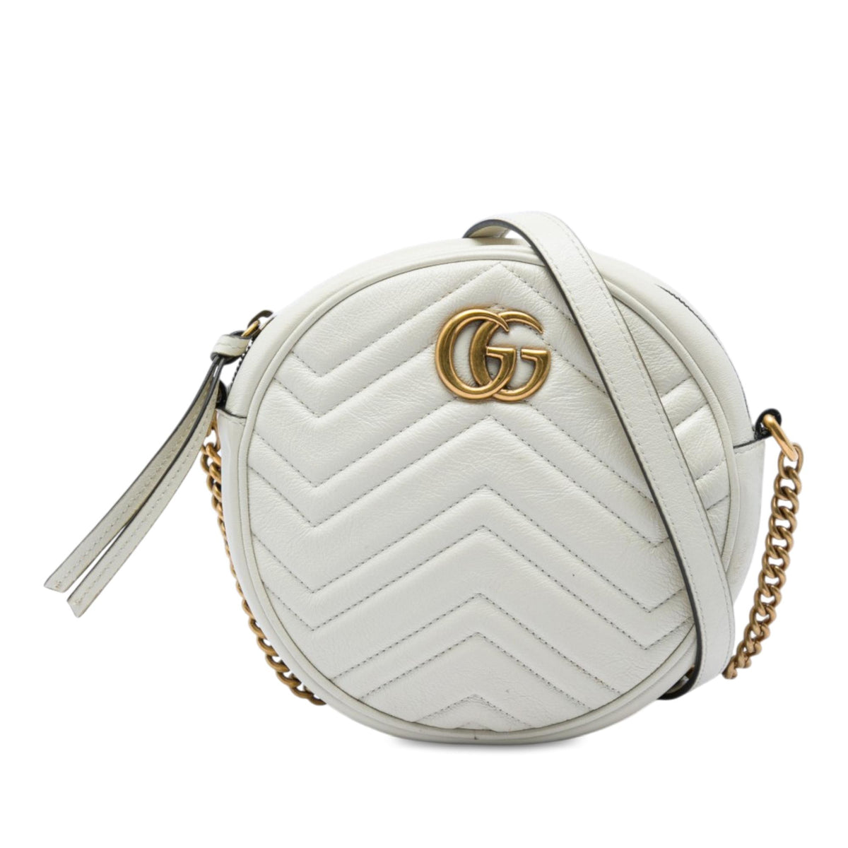 Gucci Mini GG Marmont Matelasse Calfskin Round Crossbody