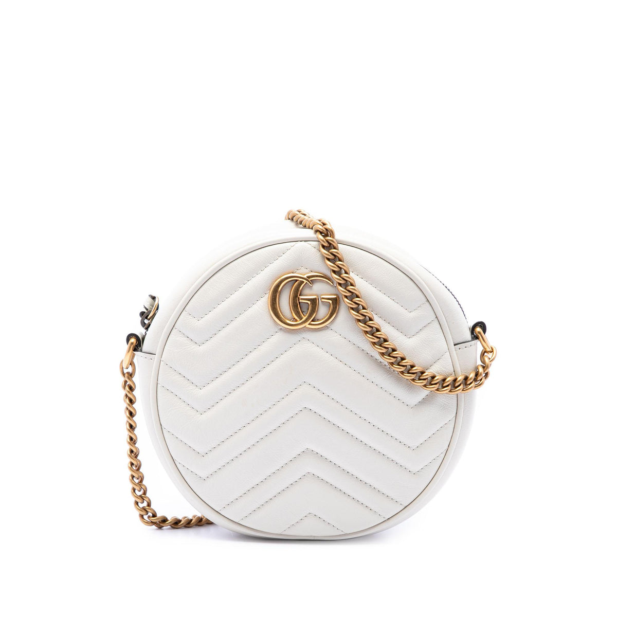 Gucci Mini GG Marmont Matelasse Calfskin Round Crossbody