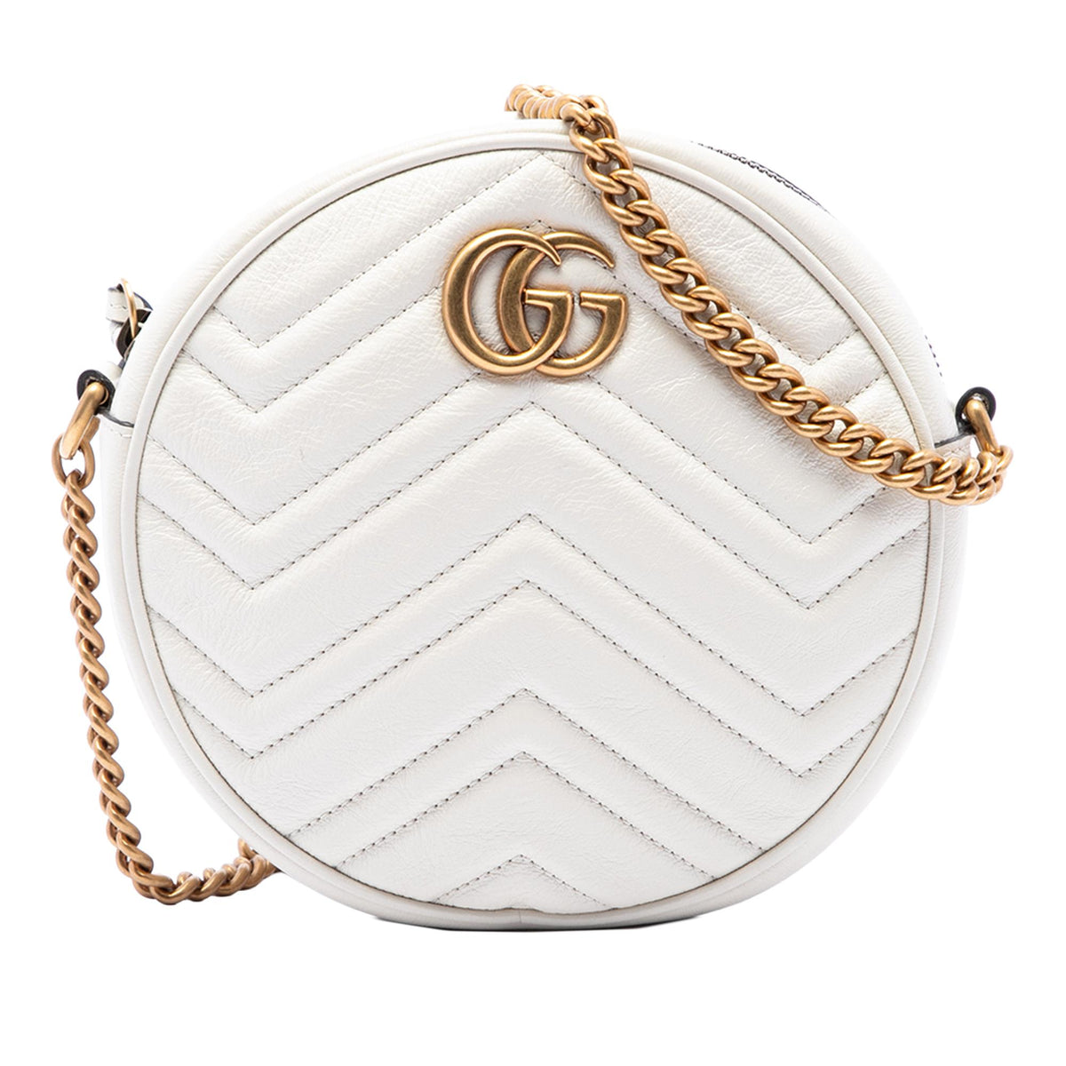 Gucci Mini GG Marmont Matelasse Calfskin Round Crossbody