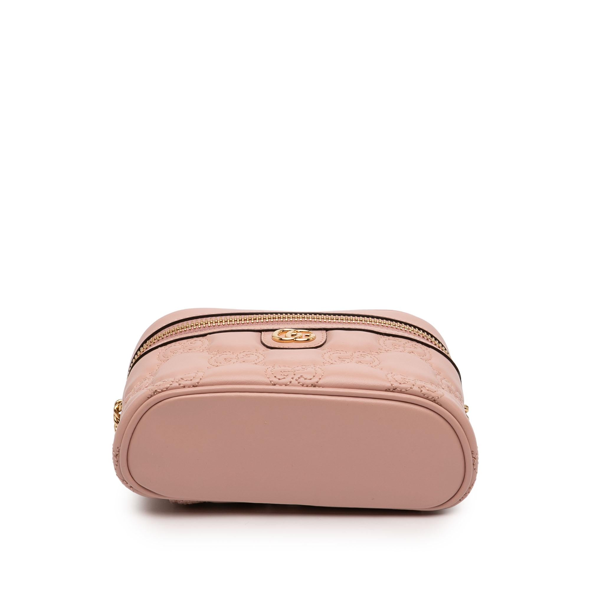 Gucci Mini GG Marmont Matelasse Calfskin Top Handle Vanity Chain Bag