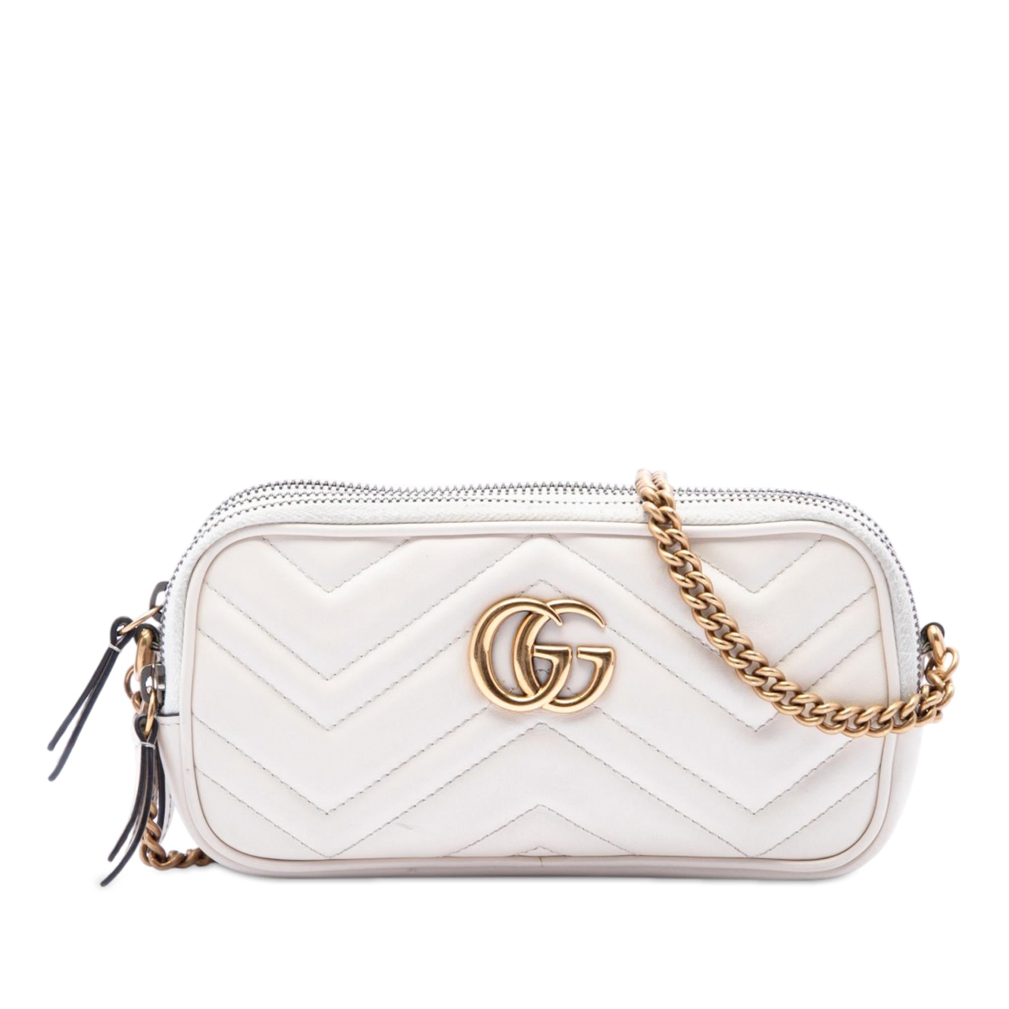 Gucci Mini GG Marmont Matelasse Calfskin Triple Zip Crossbody