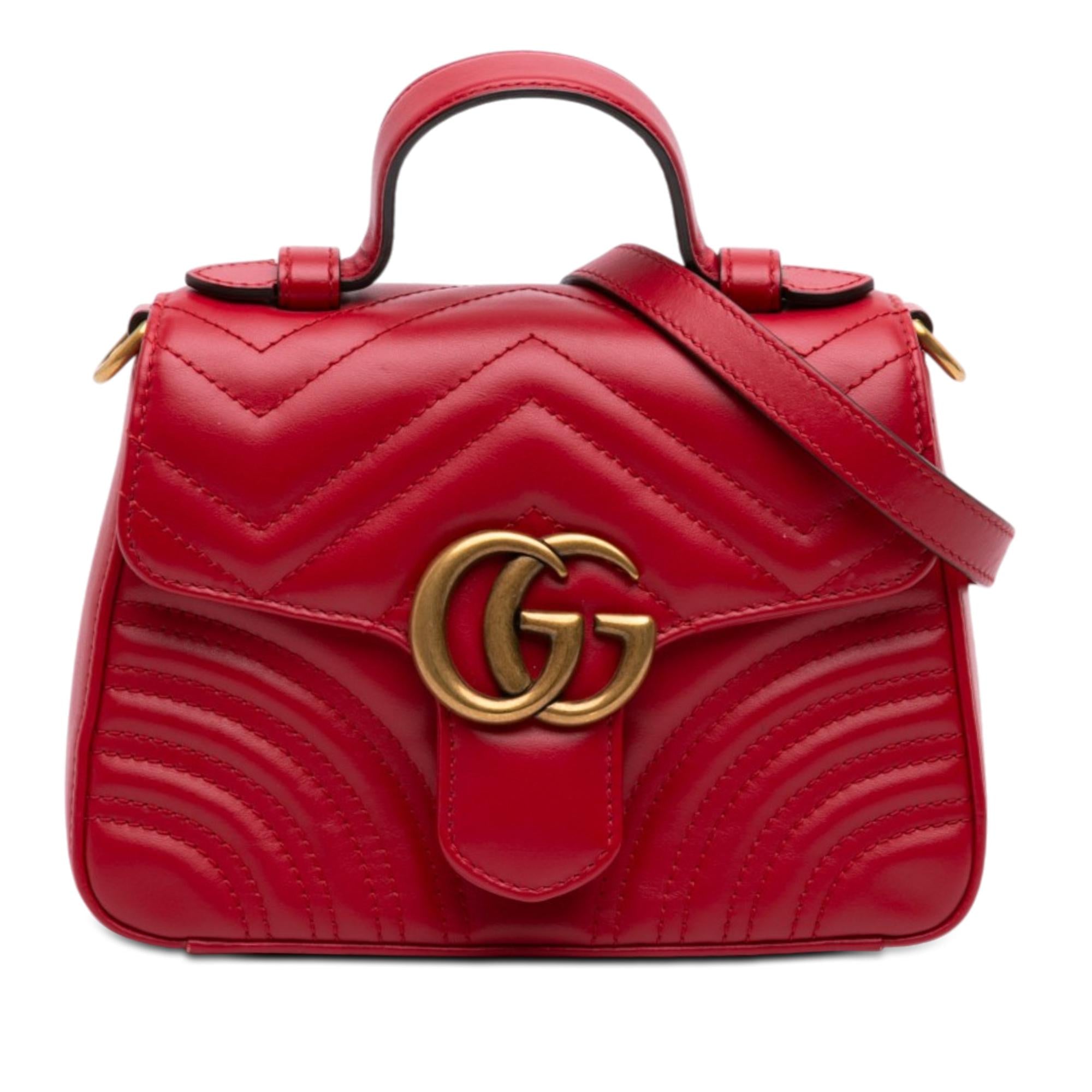 Gucci Mini GG Marmont Matelasse Leather Top Handle Bag