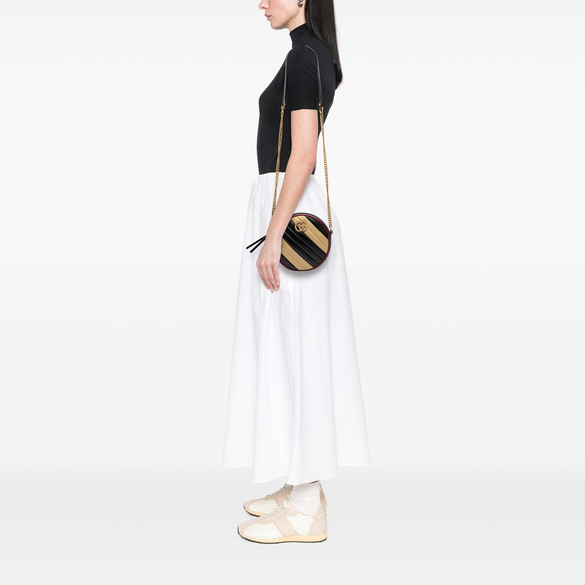 Gucci Mini GG Marmont Matelasse Leather Torchon Round Crossbody