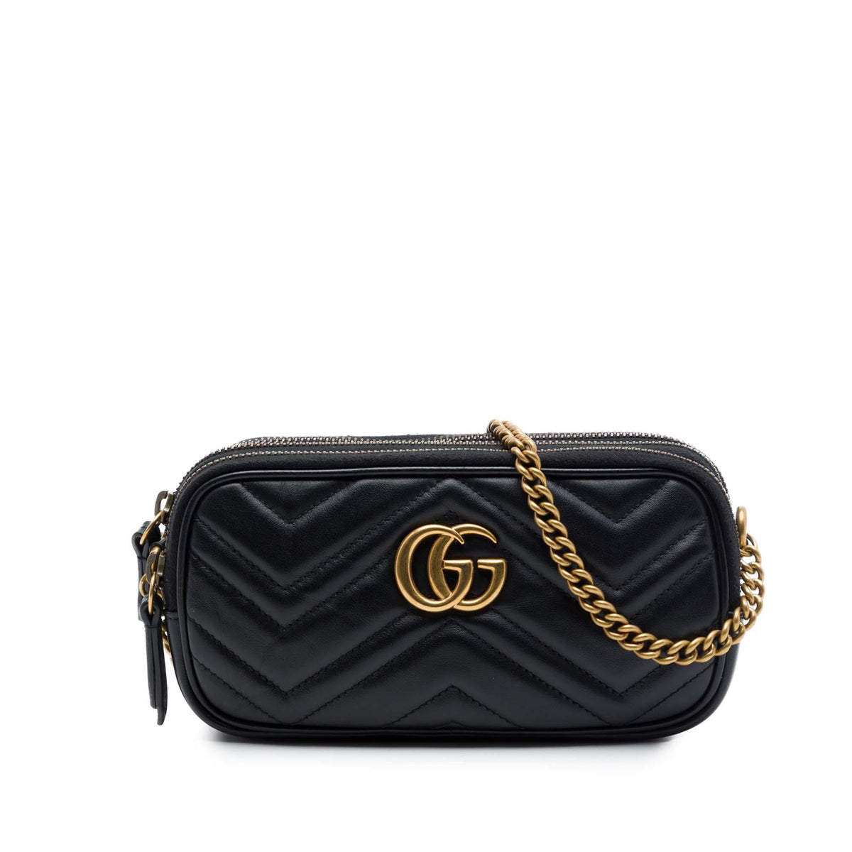Gucci Mini GG Marmont Matelasse Leather Triple Zip Crossbody
