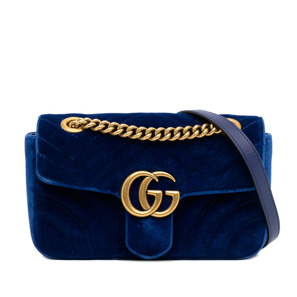 Gucci Mini GG Marmont Matelasse Velvet Crossbody (SHG-pu0QJn)