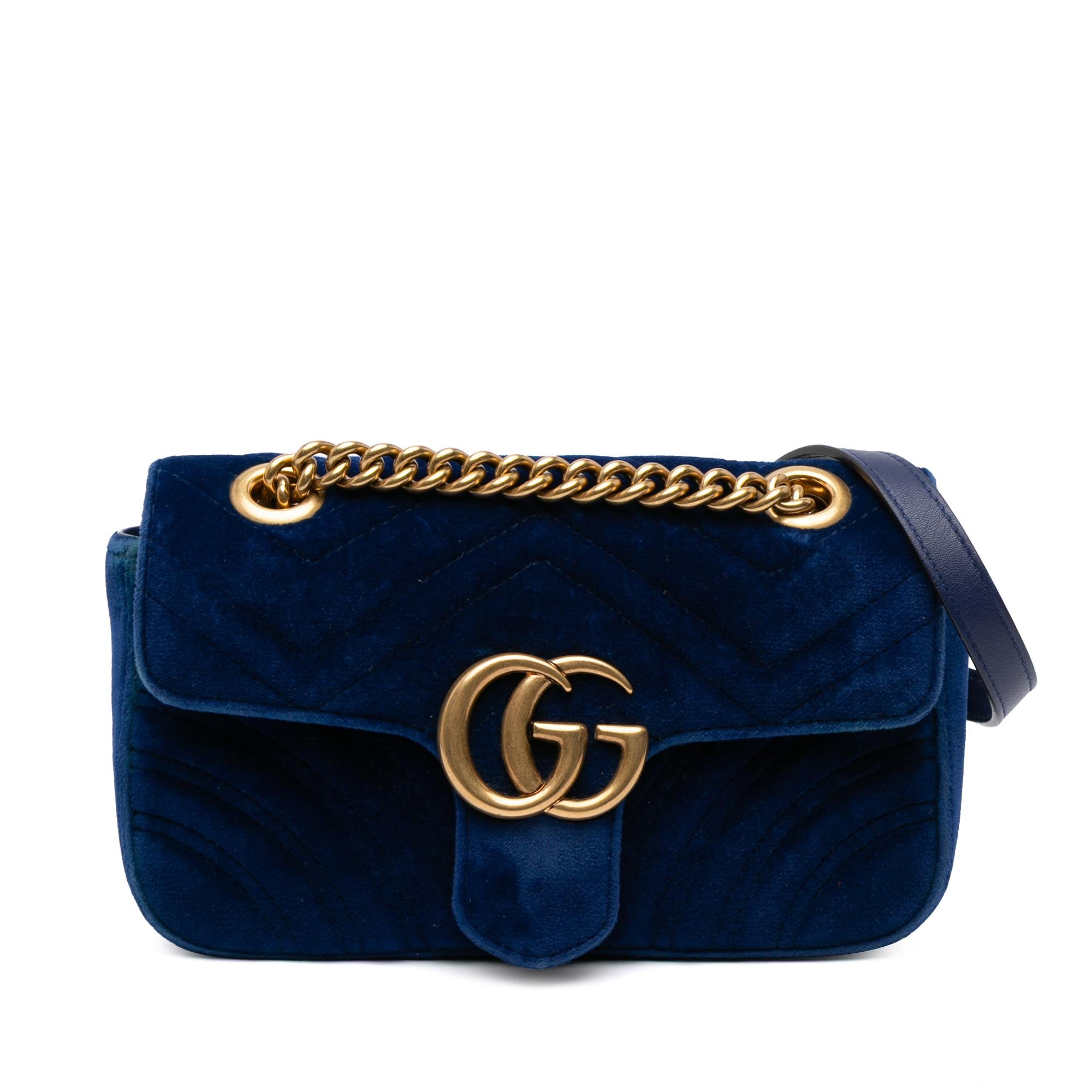 Gucci Mini GG Marmont Velvet Matelasse Flap Crossbody