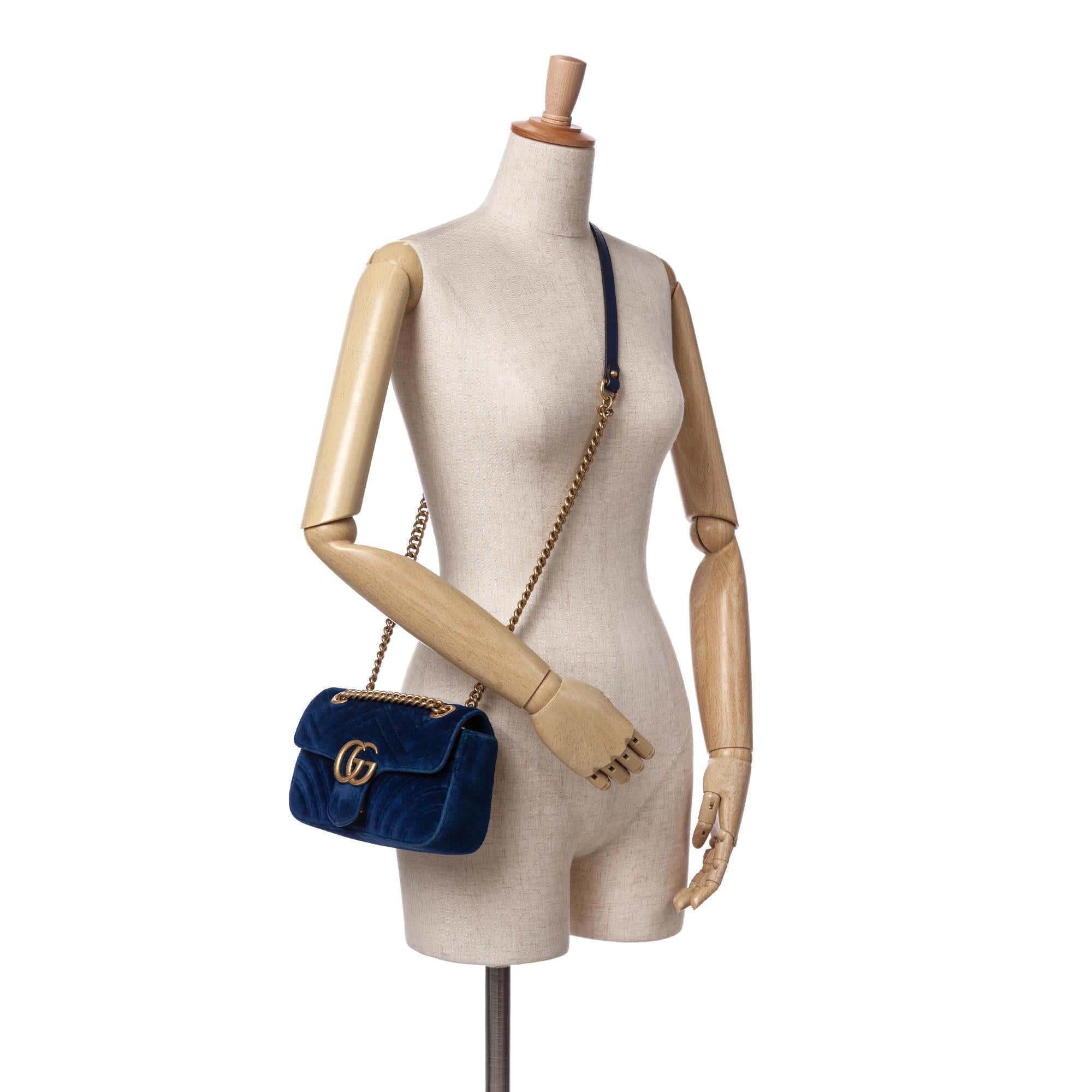 Gucci Mini GG Marmont Velvet Matelasse Flap Crossbody