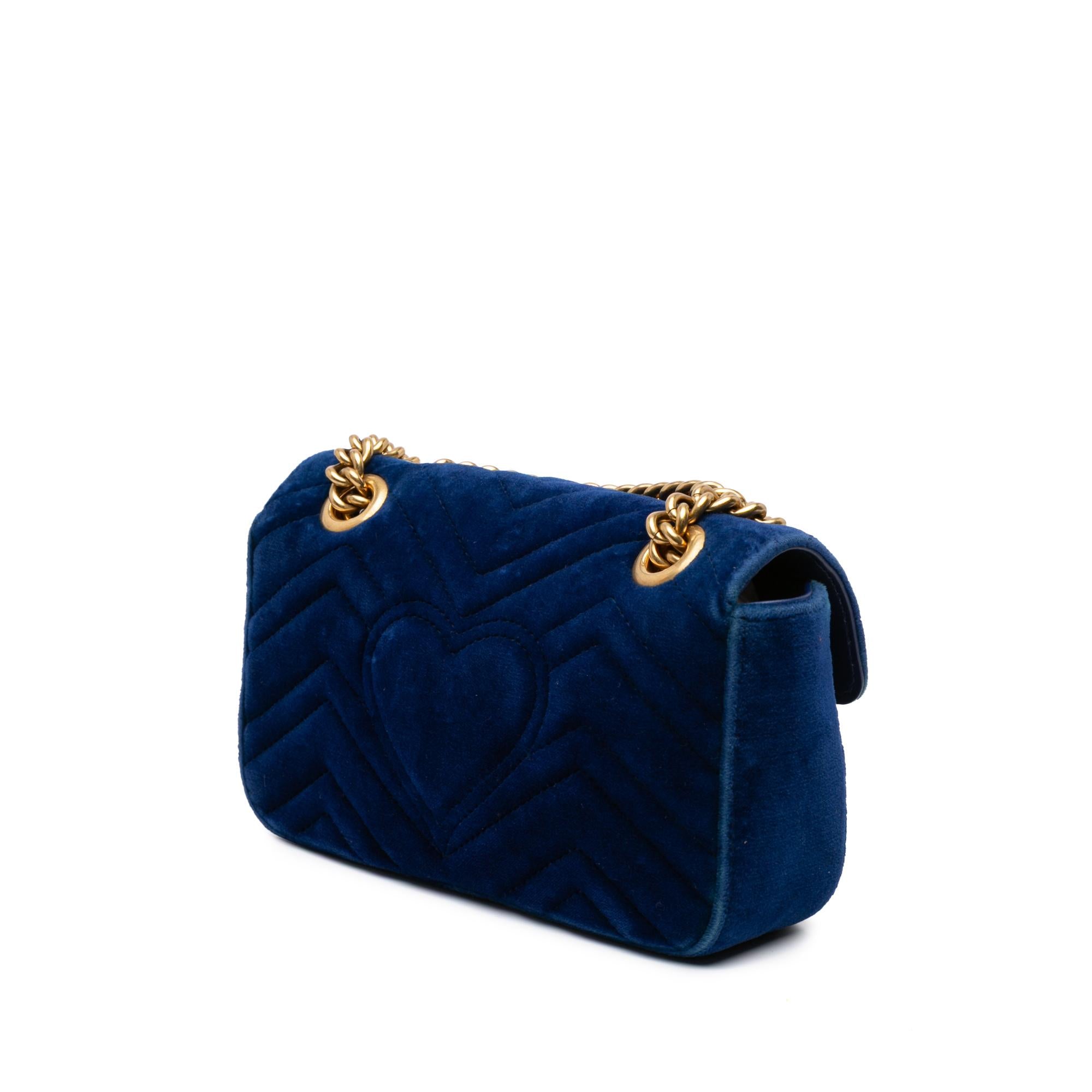 Gucci Mini GG Marmont Velvet Matelasse Flap Crossbody