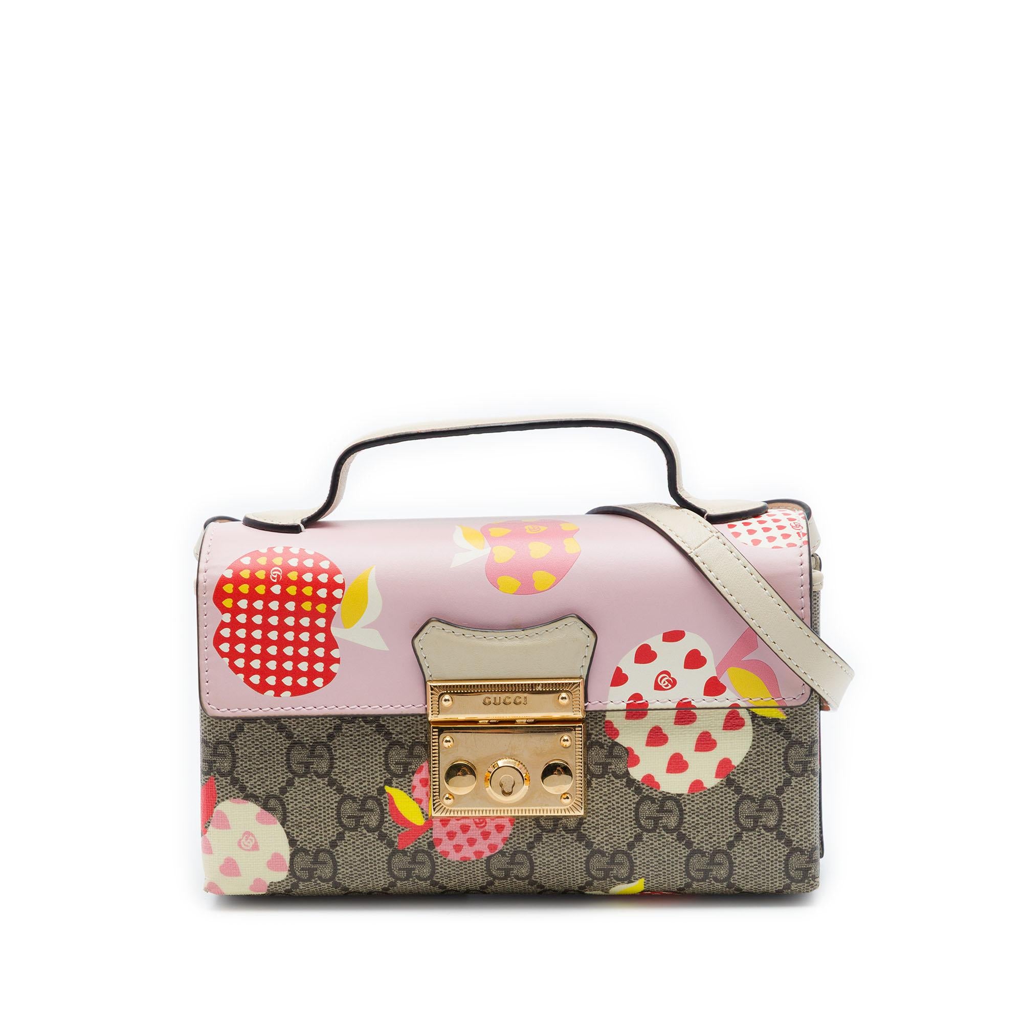 Gucci Mini GG Supreme Monogram Les Pommes Padlock Satchel