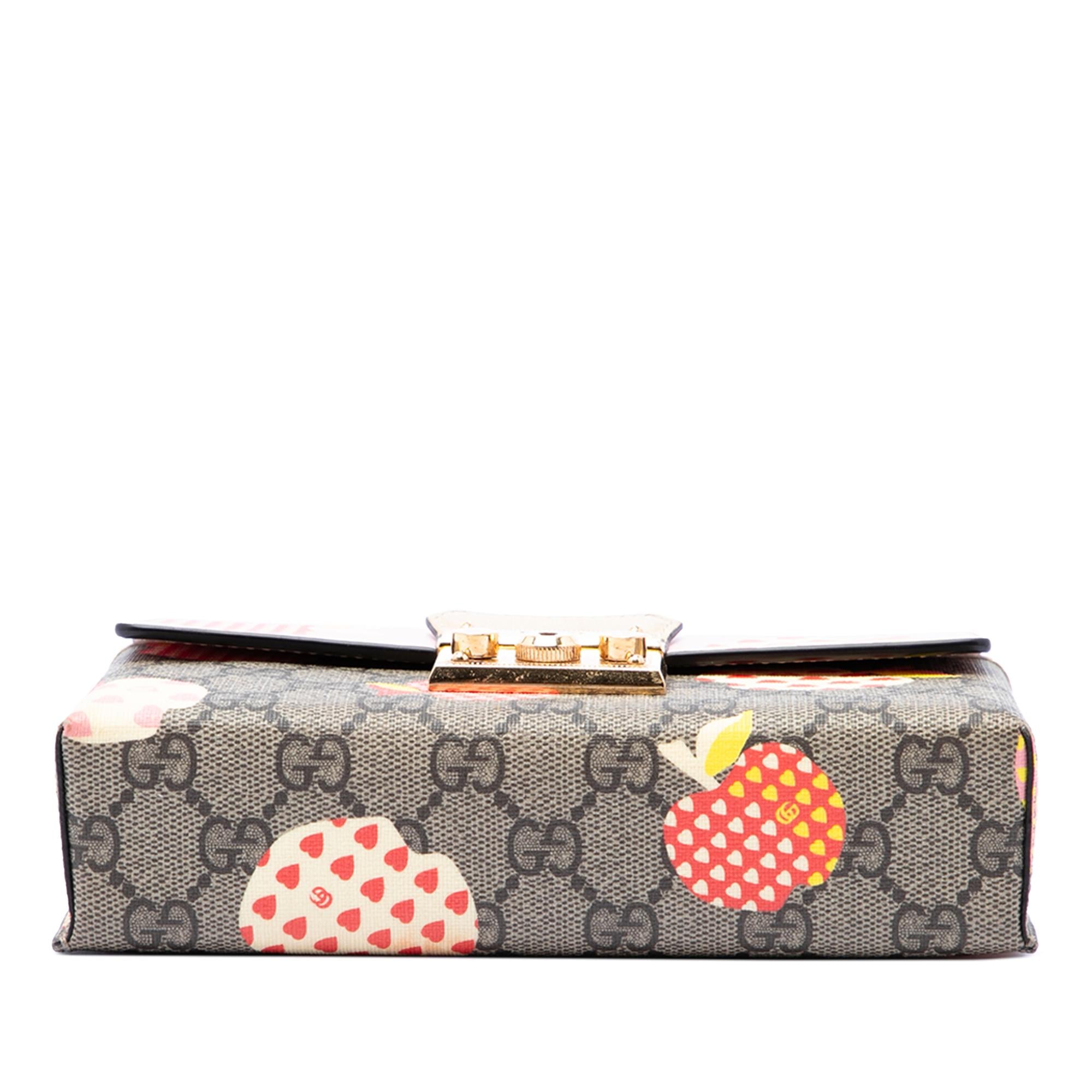 Gucci Mini GG Supreme Monogram Les Pommes Padlock Satchel