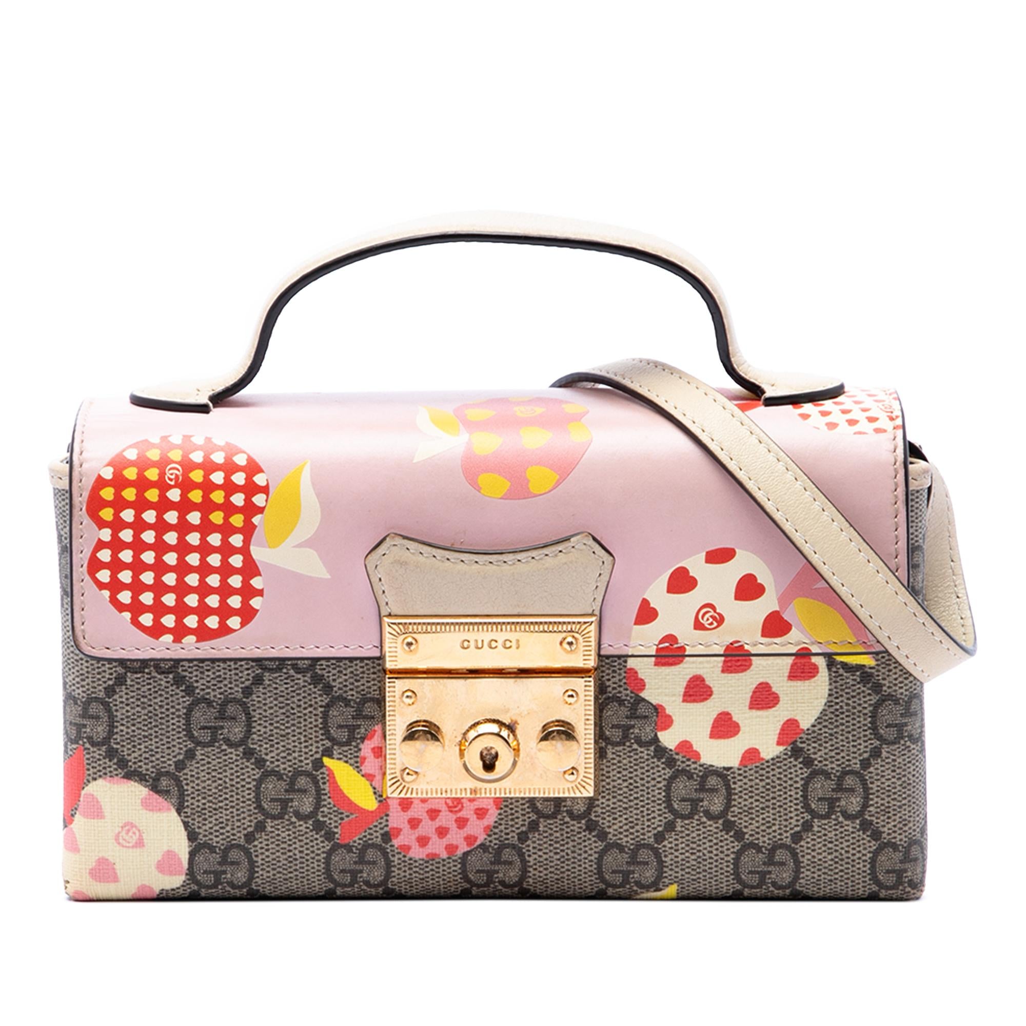Gucci Mini GG Supreme Monogram Les Pommes Padlock Satchel