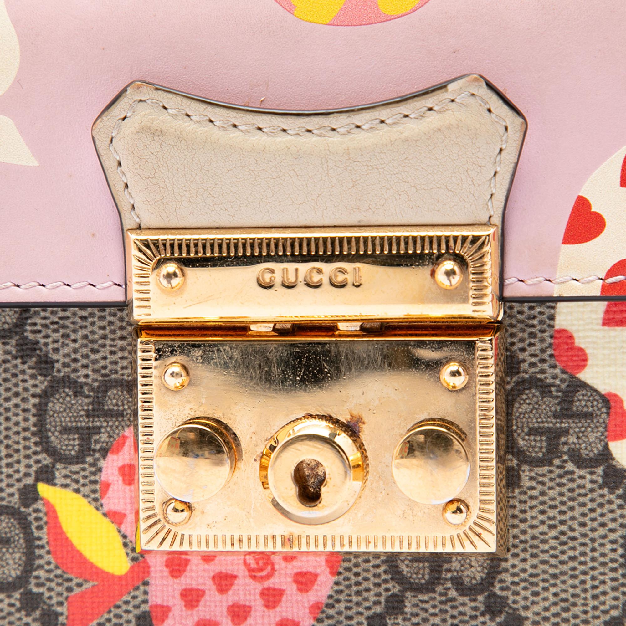 Gucci Mini GG Supreme Monogram Les Pommes Padlock Satchel