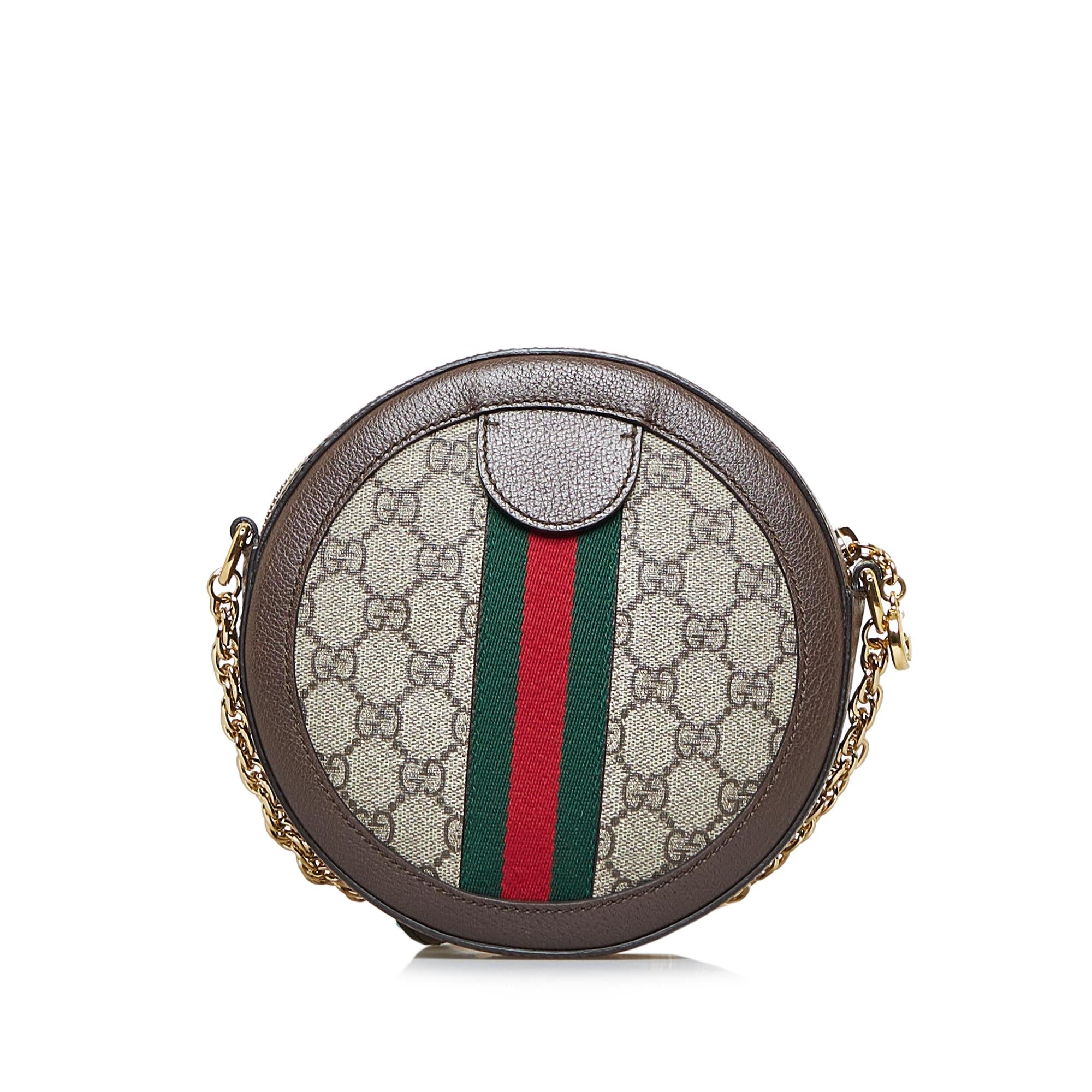 Gucci Mini GG Supreme Round Ophidia Crossbody (SHG-Q0Y51W)