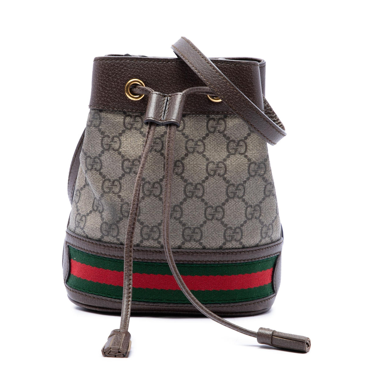 Gucci Mini GG Supreme Web Ophidia Bucket Bag