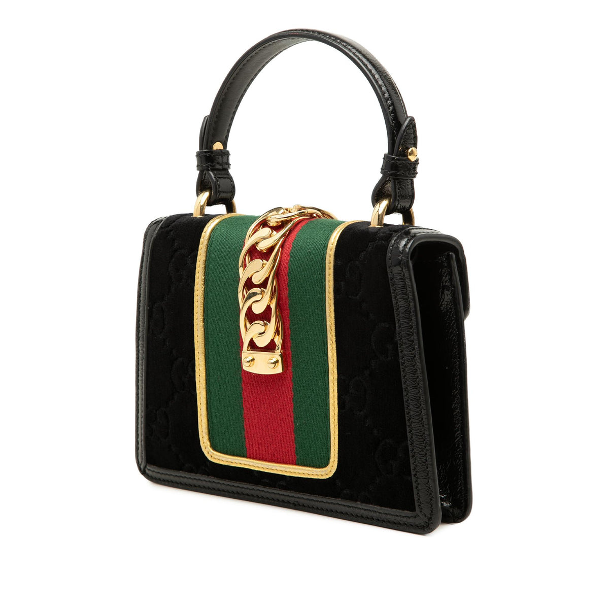 Gucci Mini GG Velvet Web Sylvie Top Handle Bag