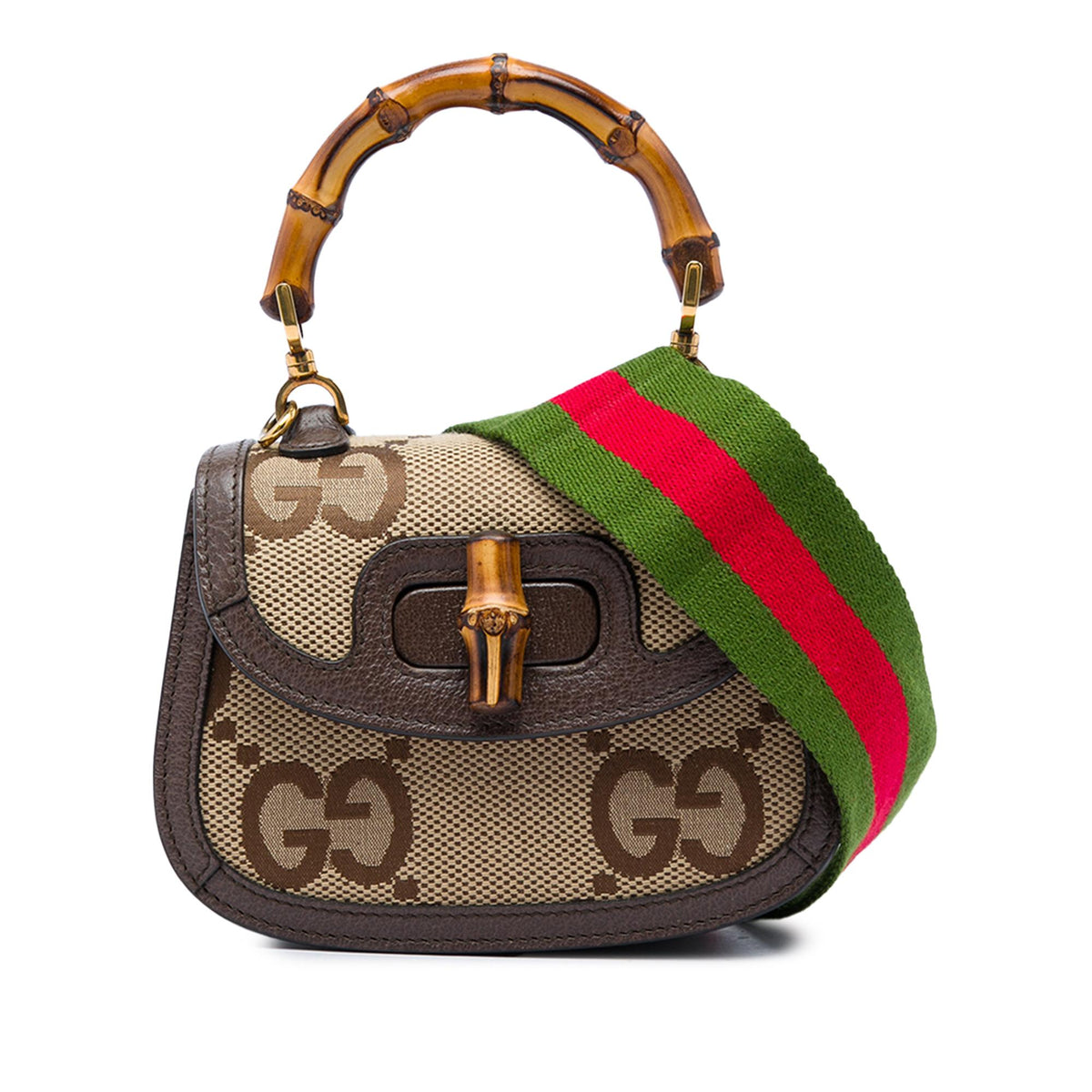 Gucci Mini Jumbo GG Canvas 1947 Bamboo Top Handle Bag