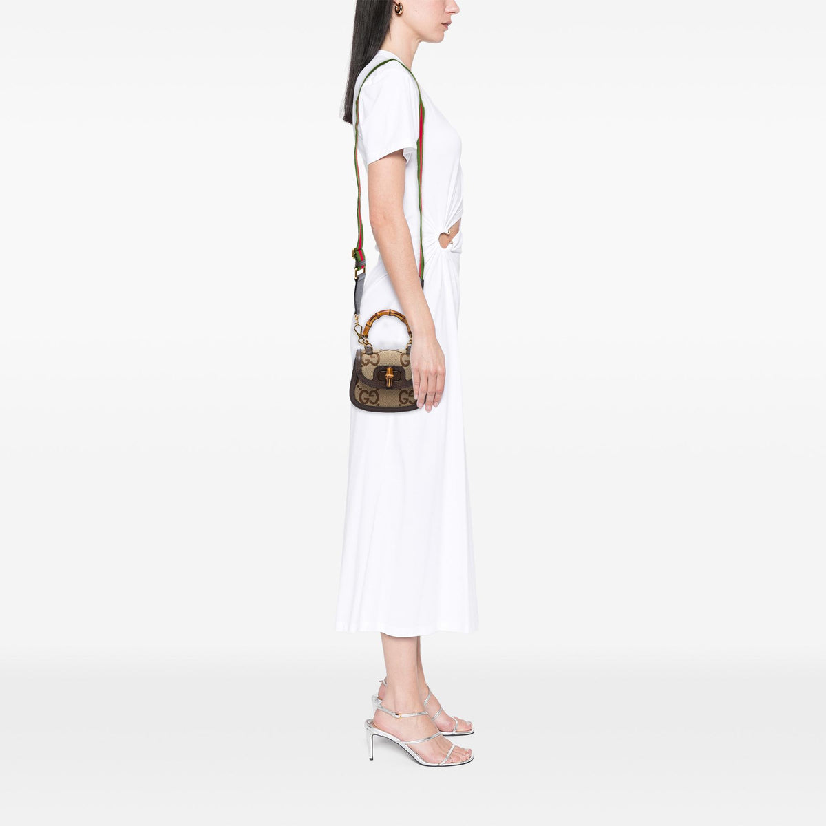 Gucci Mini Jumbo GG Canvas 1947 Bamboo Top Handle Bag