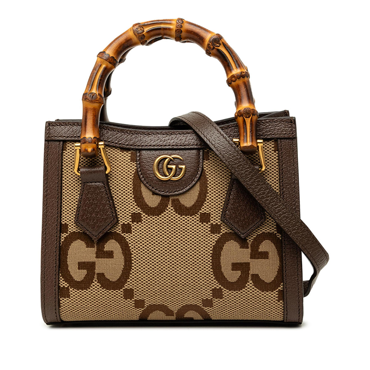 Gucci Mini Jumbo GG Canvas Bamboo Diana Satchel