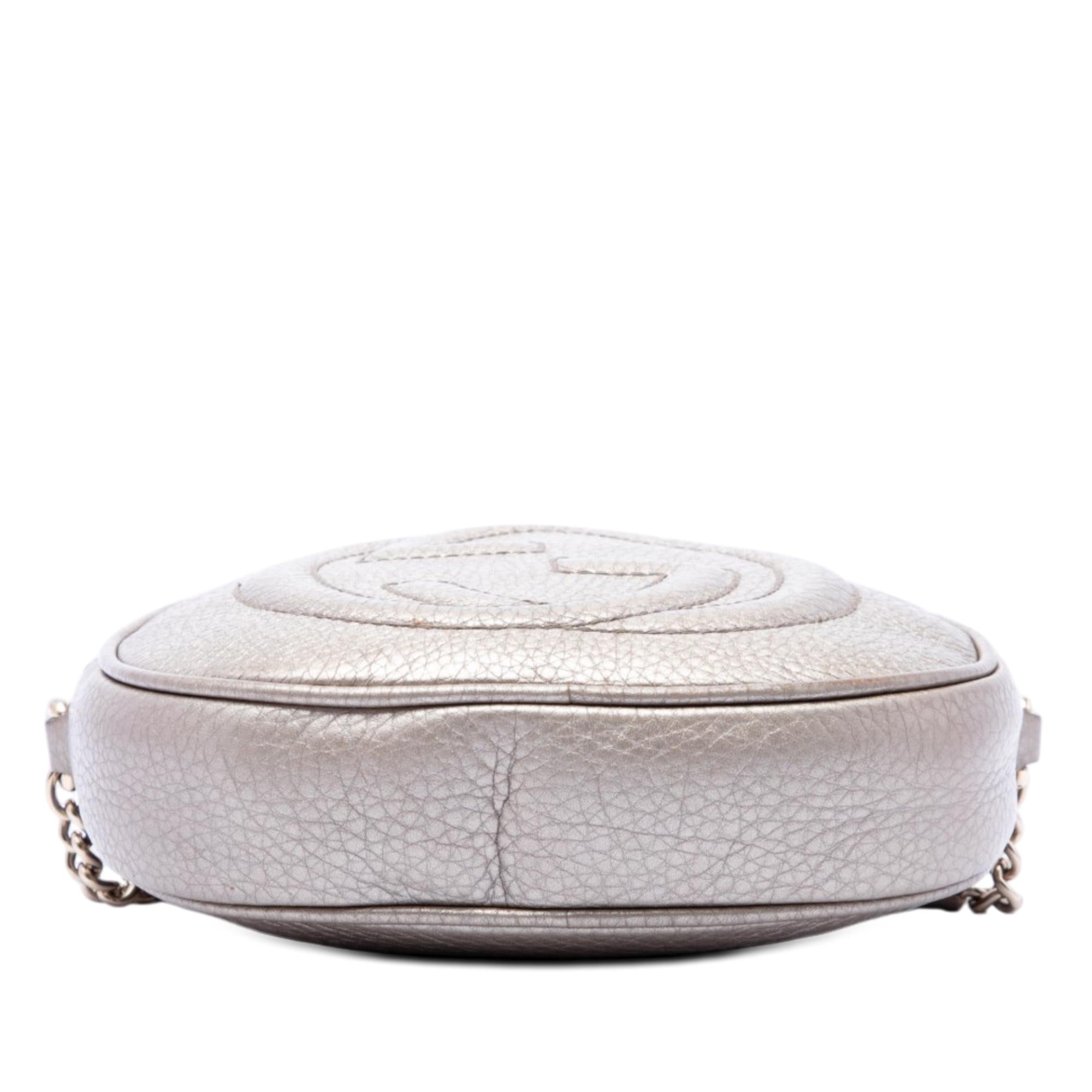 Gucci Mini Metallic Pebbled Calfskin Soho Chain Crossbody