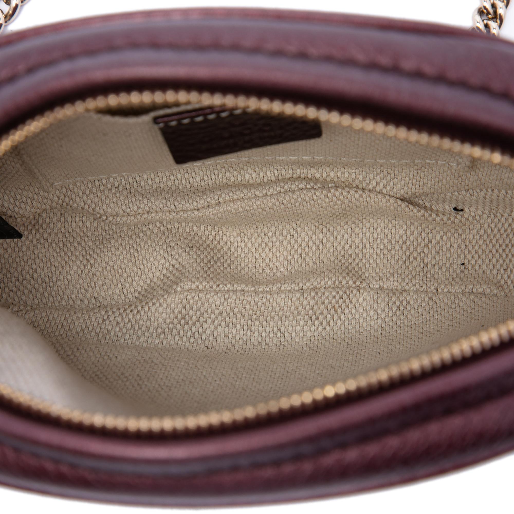 Gucci Mini Metallic Pebbled Calfskin Soho Chain Crossbody