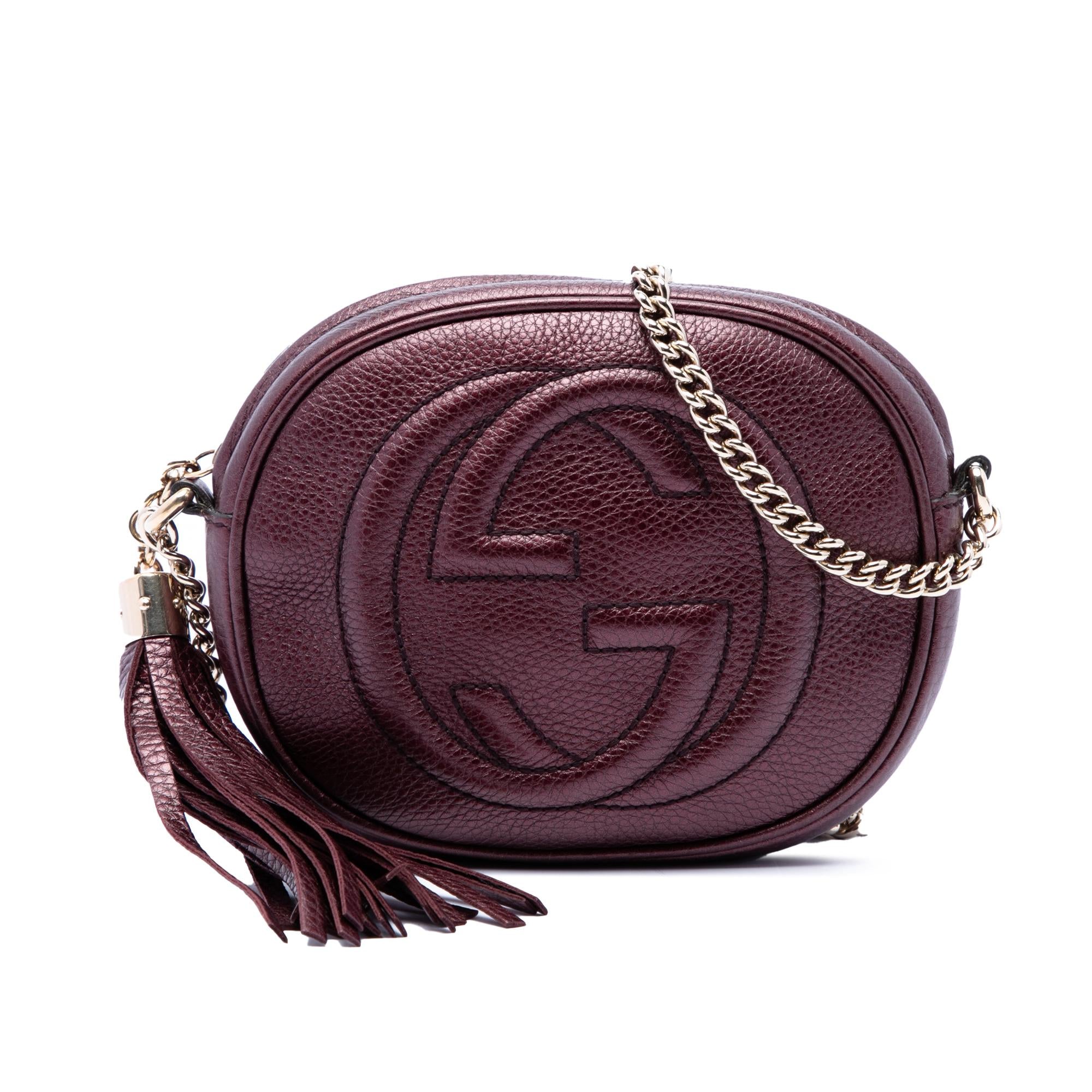 Gucci Mini Metallic Pebbled Calfskin Soho Chain Crossbody