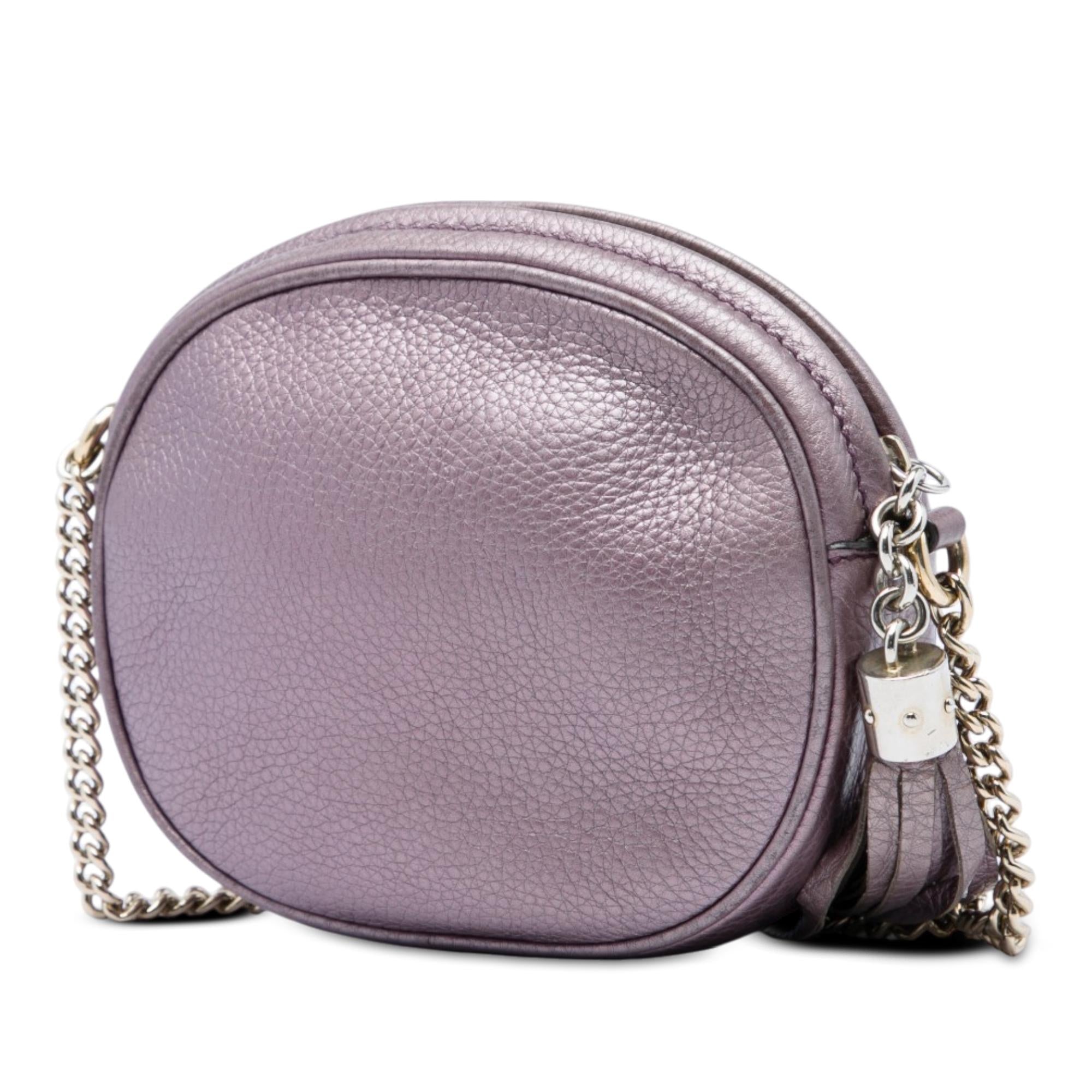 Gucci Mini Metallic Pebbled Calfskin Soho Chain Crossbody