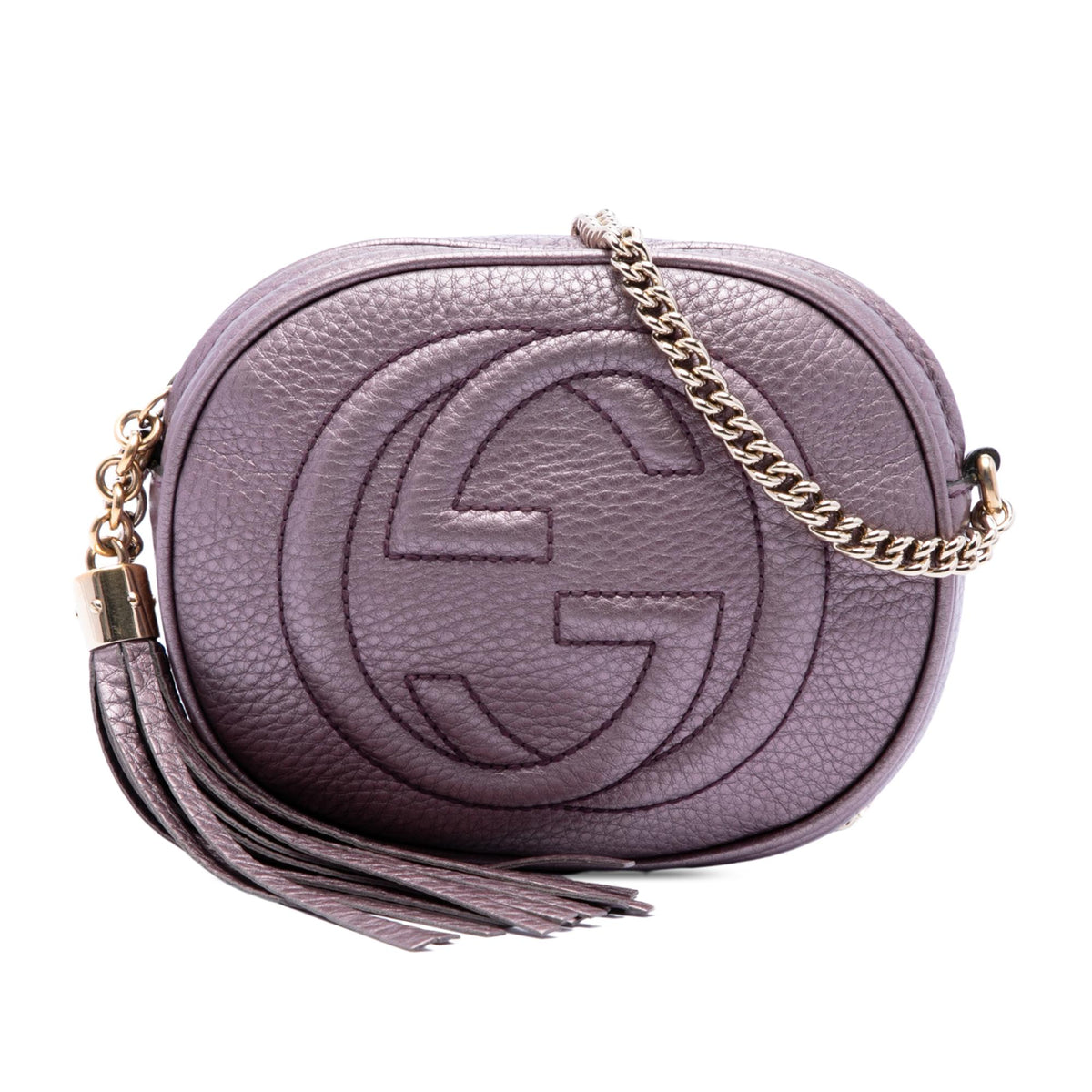 Gucci Mini Metallic Pebbled Calfskin Soho Chain Crossbody