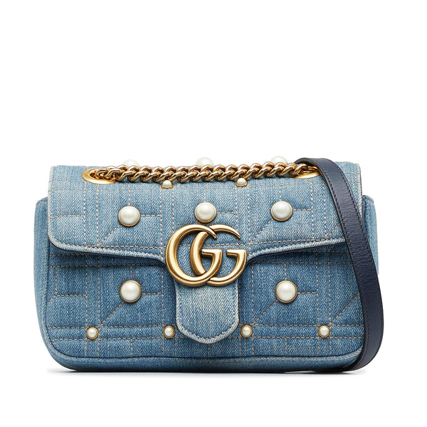 Gucci Mini Pearly GG Marmont Matelasse Shoulder Bag (SHG-MEWHwS)