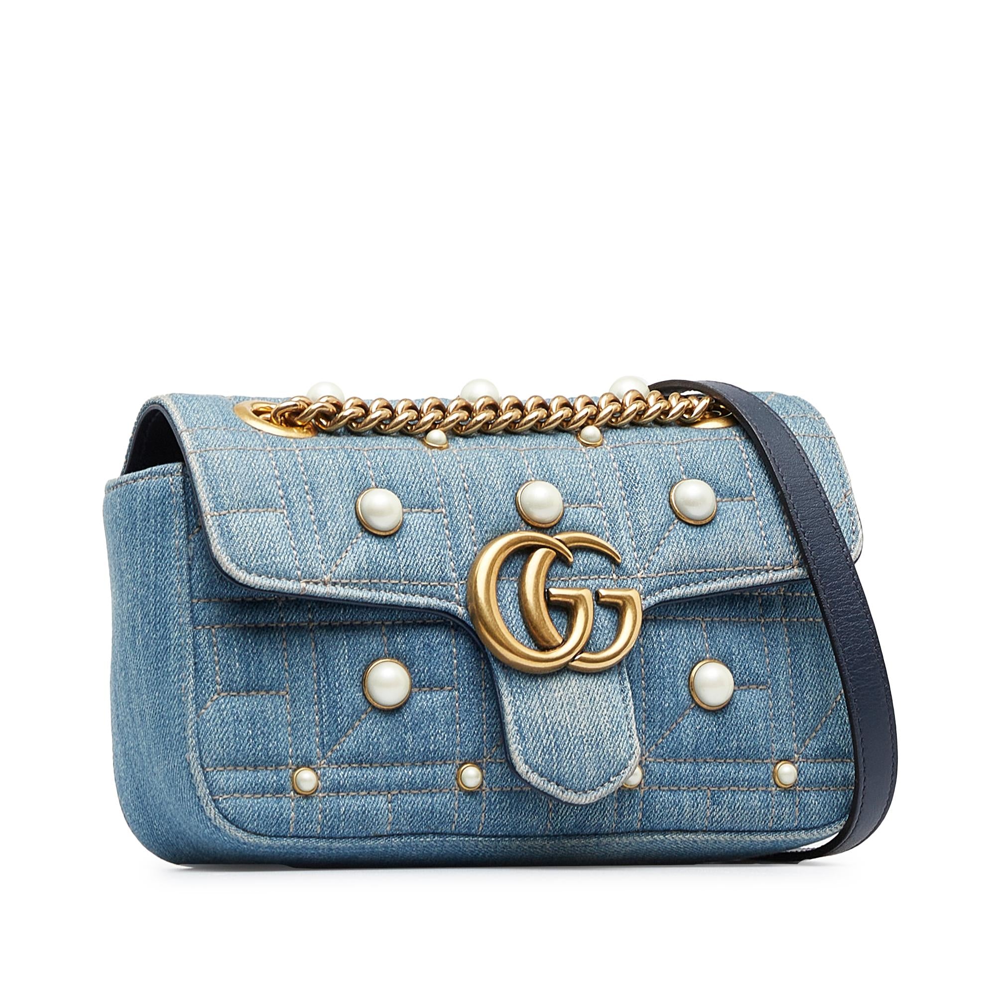 Gucci Mini Pearly GG Marmont Matelasse Shoulder Bag (SHG-MEWHwS)