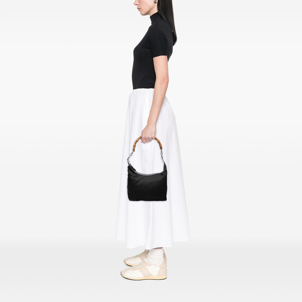 Gucci Nylon Bamboo Shoulder Bag