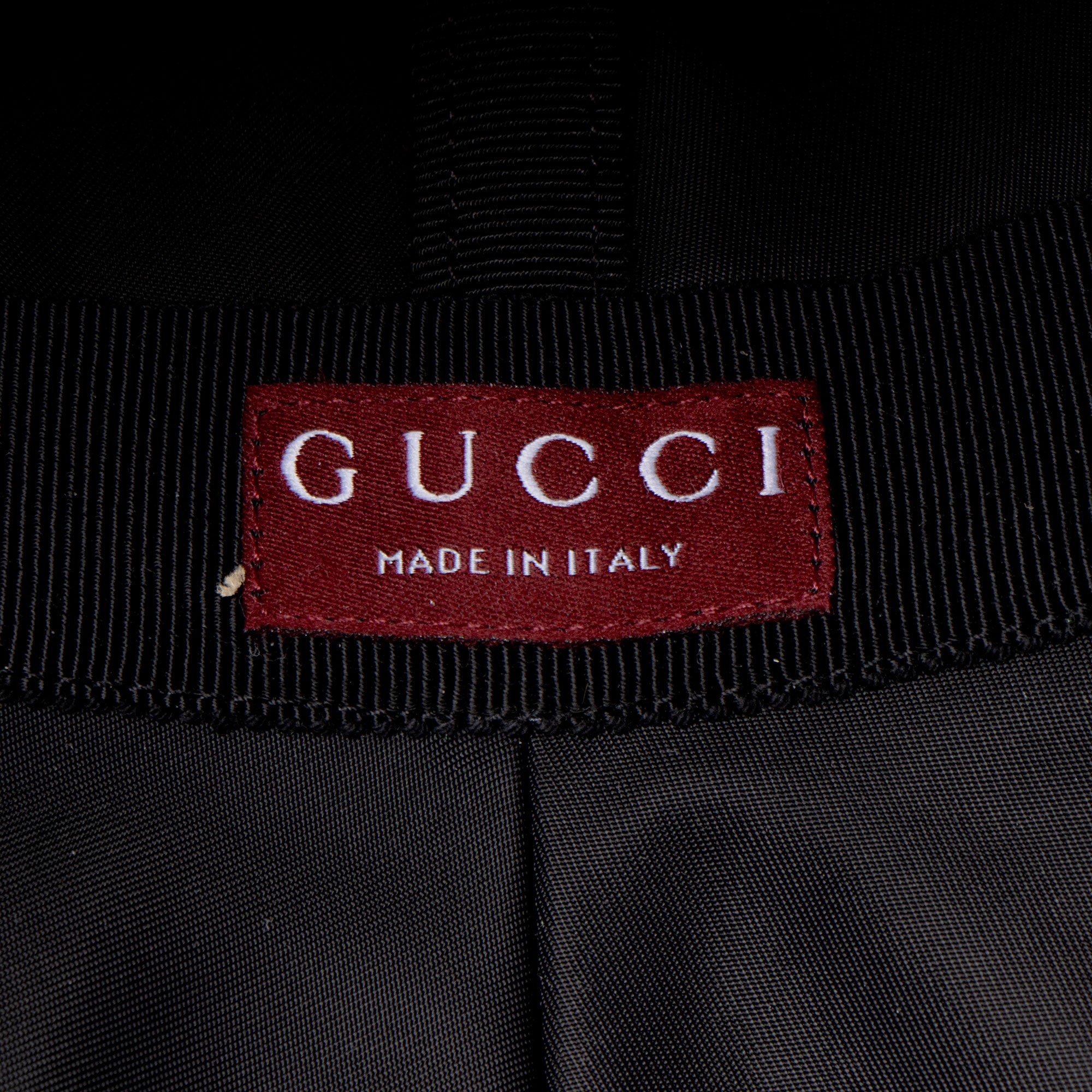 Gucci Nylon Embossed Logo Web Tab Bucket Hat - Size M