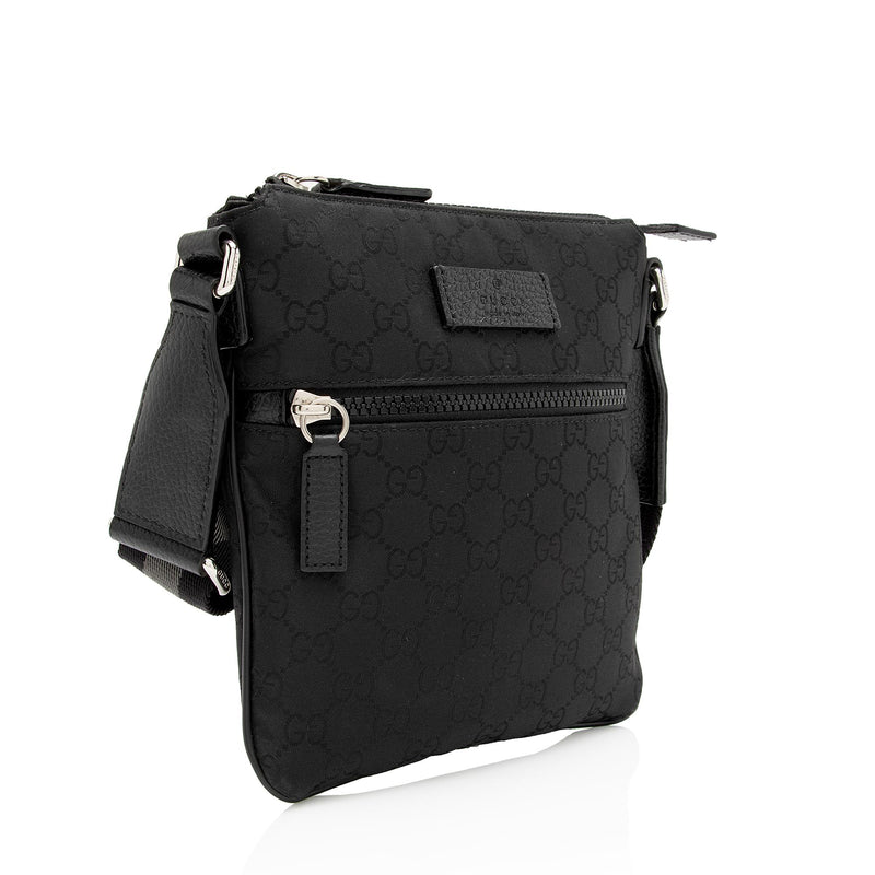 Gucci Nylon Monogram Small Flat Messenger Bag (SHF-uRak7p)